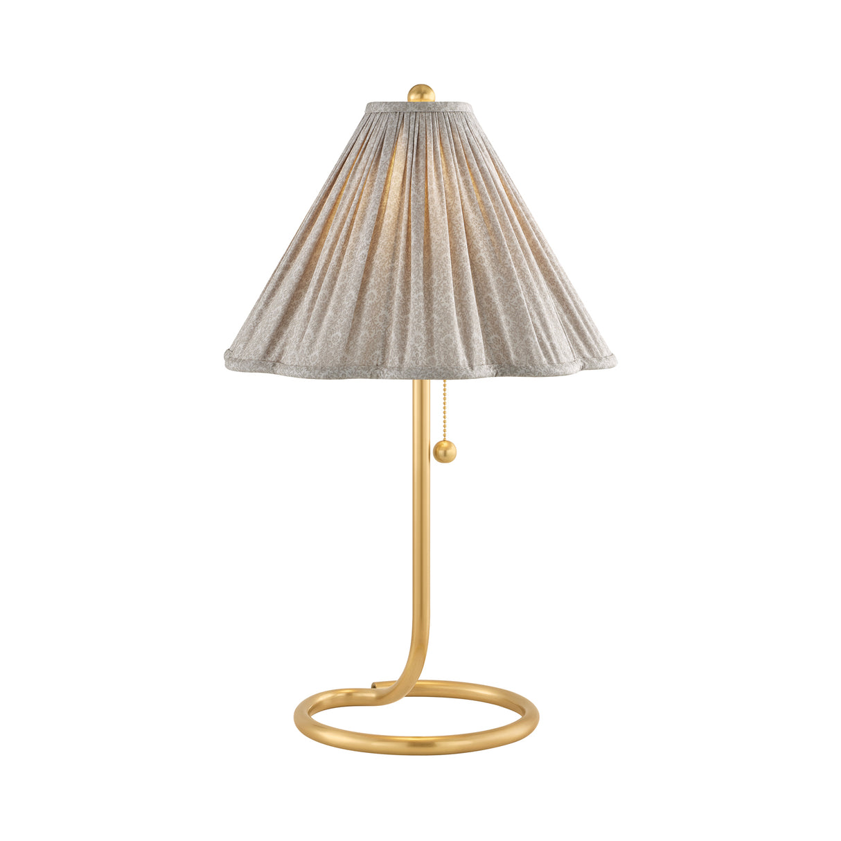 Nina Table Lamp 23", Aged Brass with Taupe Printed Shade