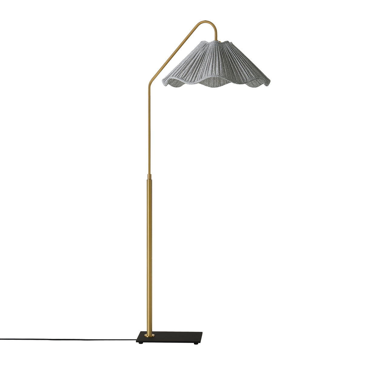 Fiona Floor Lamp 60", Aged Brass and Taupe Printed Shade
