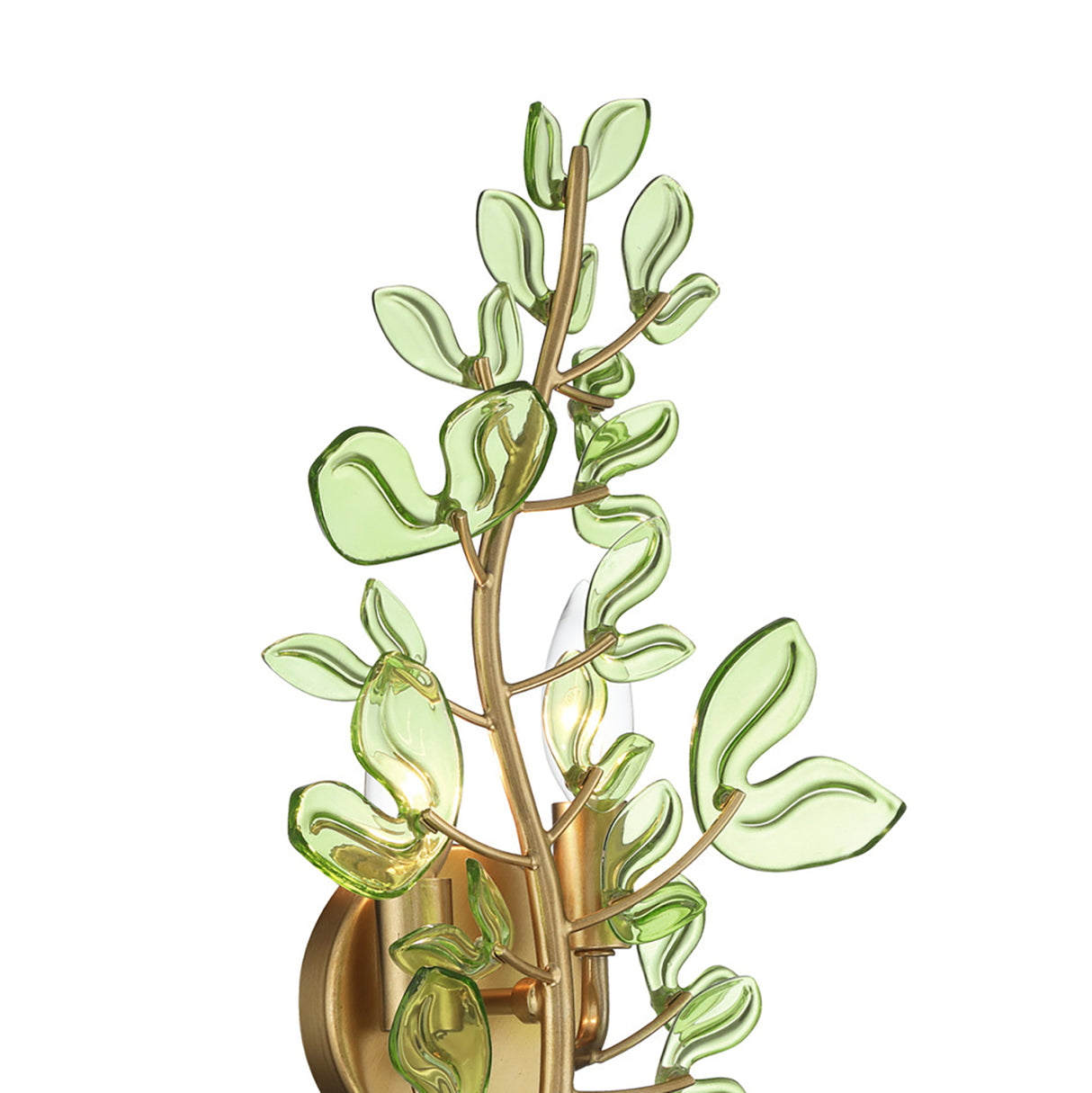 Esme Wall Sconce 19", Soft Brass and Green Glass