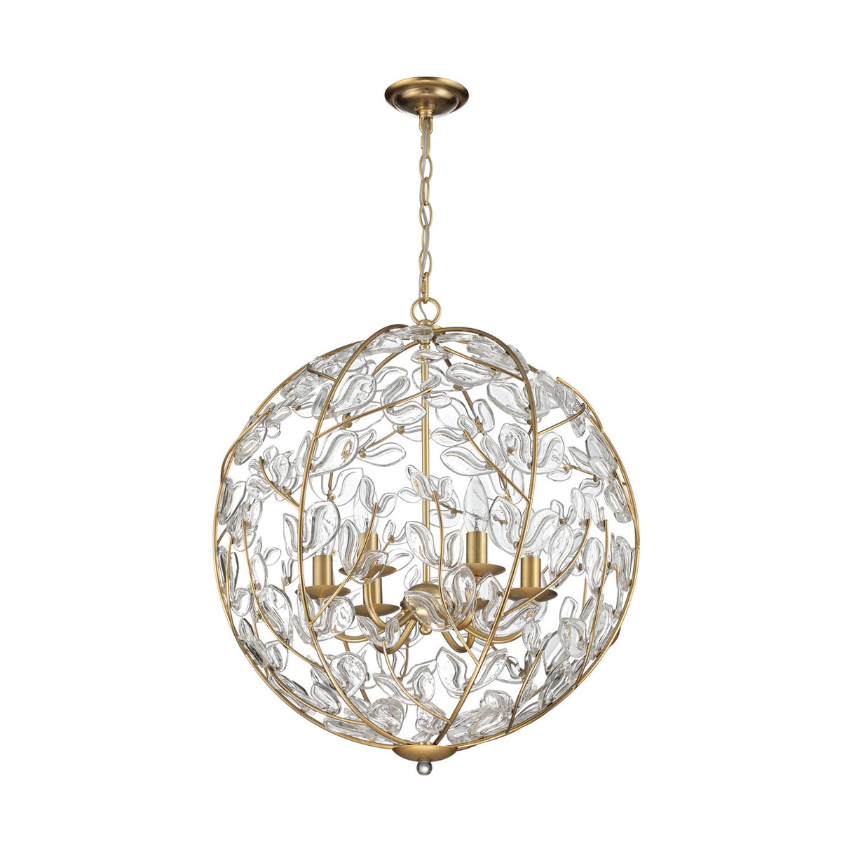 Esme Pendant 21", Soft Brass and Clear Glass