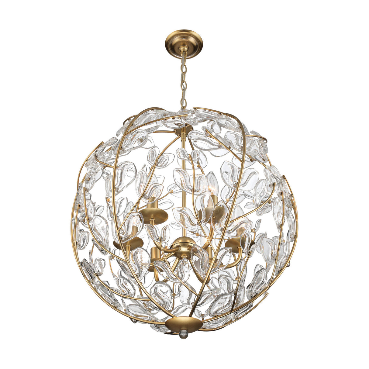 Esme Pendant 21", Soft Brass and Clear Glass