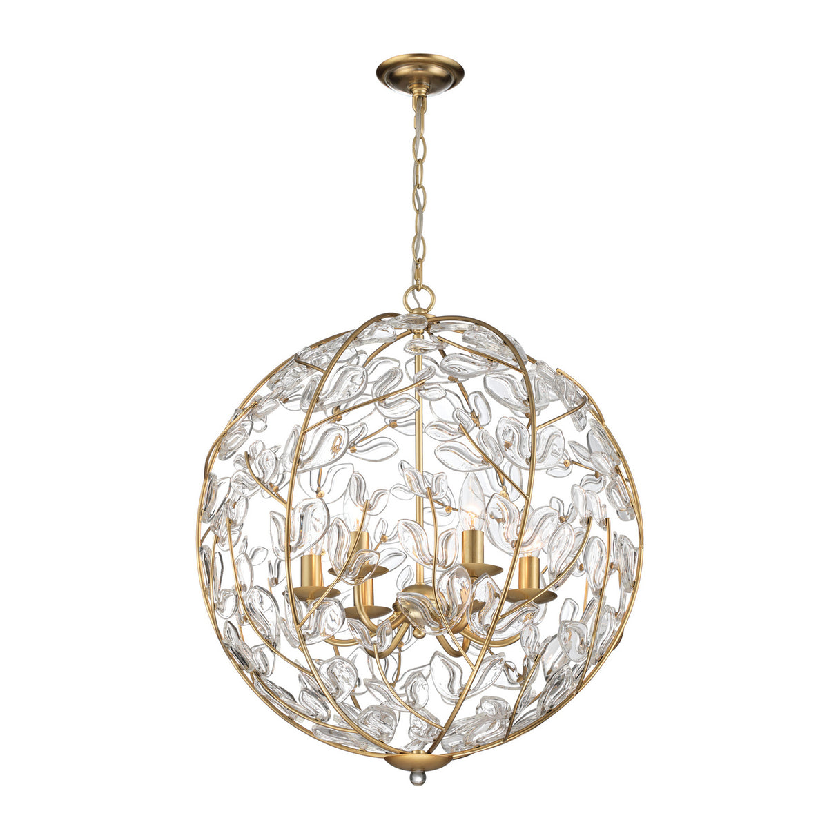 Esme Pendant 21", Soft Brass and Clear Glass