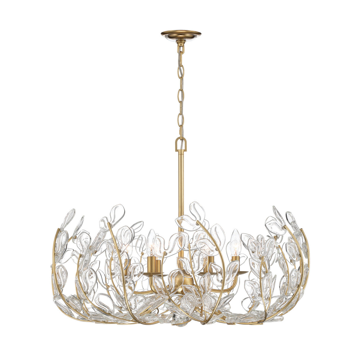 Esme Chandelier 29", Soft Brass and Clear Glass