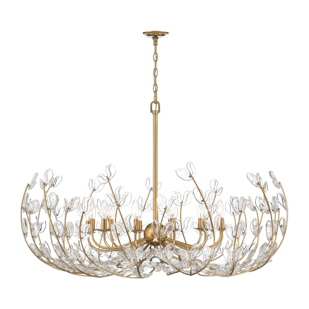 Esme Chandelier 42", Soft Brass and Clear Glass