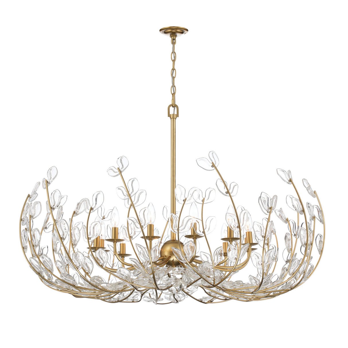 Esme Chandelier 42", Soft Brass and Clear Glass