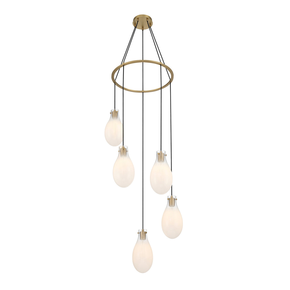 Geneva 5 LED Pendant, Brass and Ombre Frosted Glass