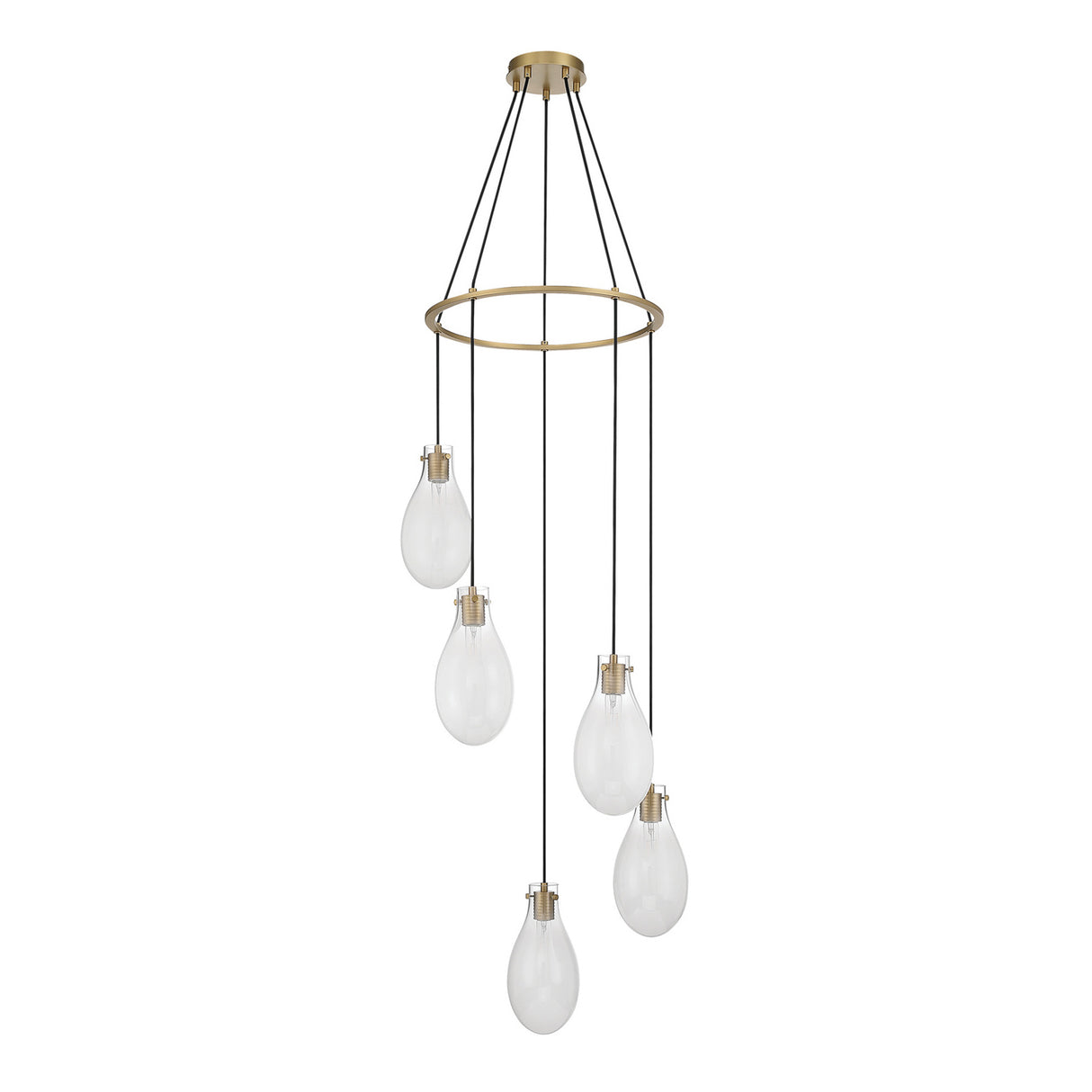Geneva 5 LED Pendant, Brass and Ombre Frosted Glass