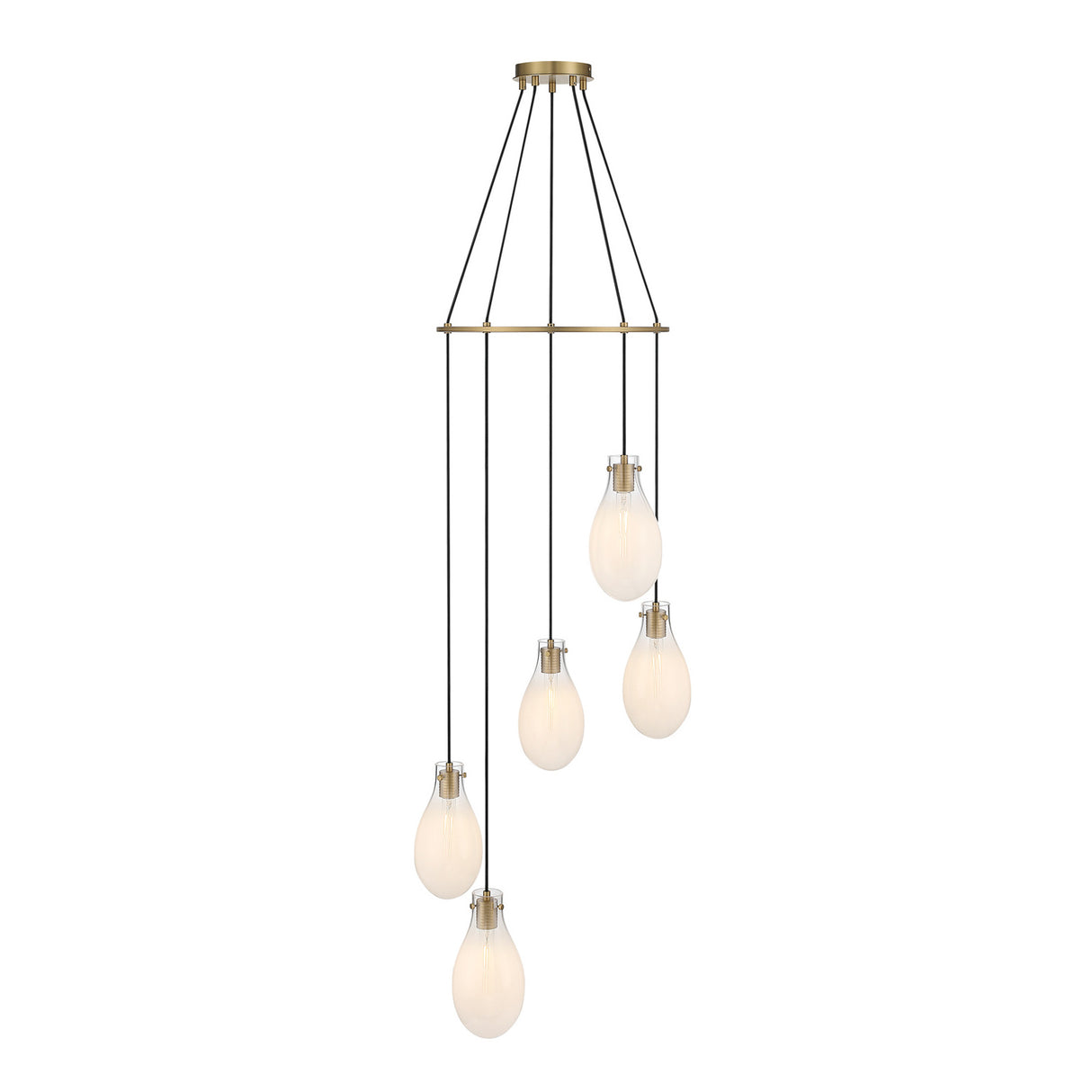 Geneva 5 LED Pendant, Brass and Ombre Frosted Glass