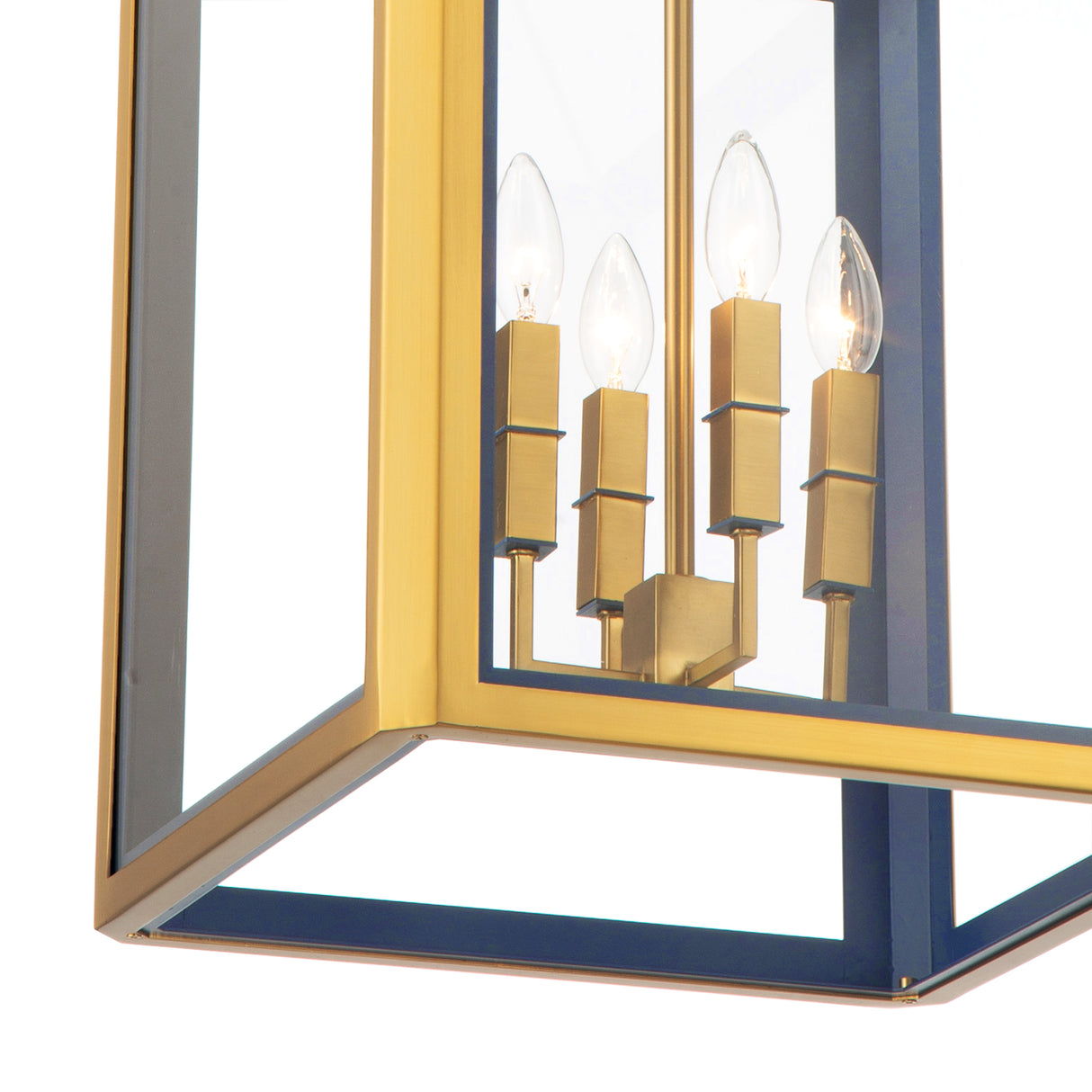 Ramona Medium Lantern Pendant 15", Brass and Vintage Blue