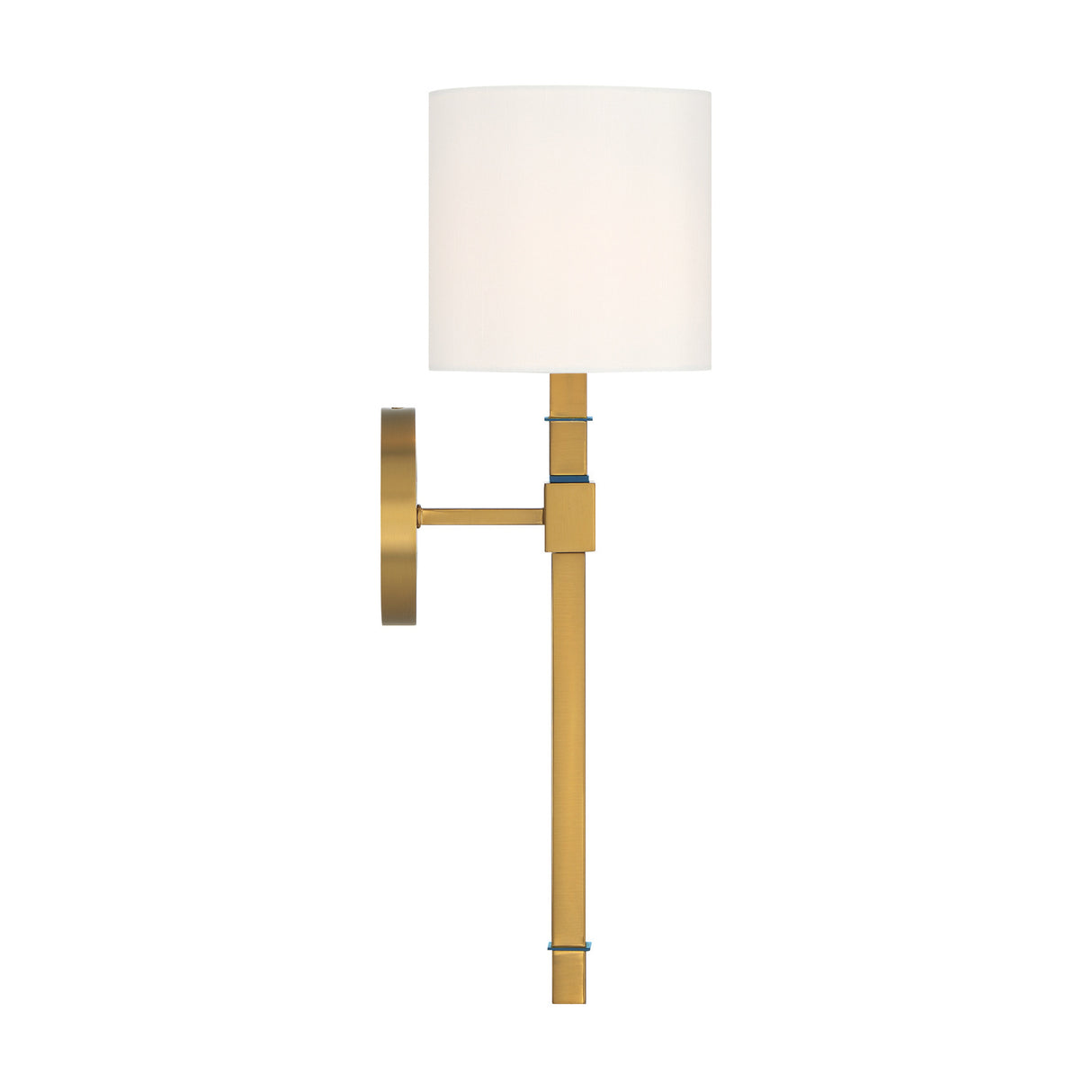 Ramona Wall Sconce 21", Brass and Vintage Blue with White Shade