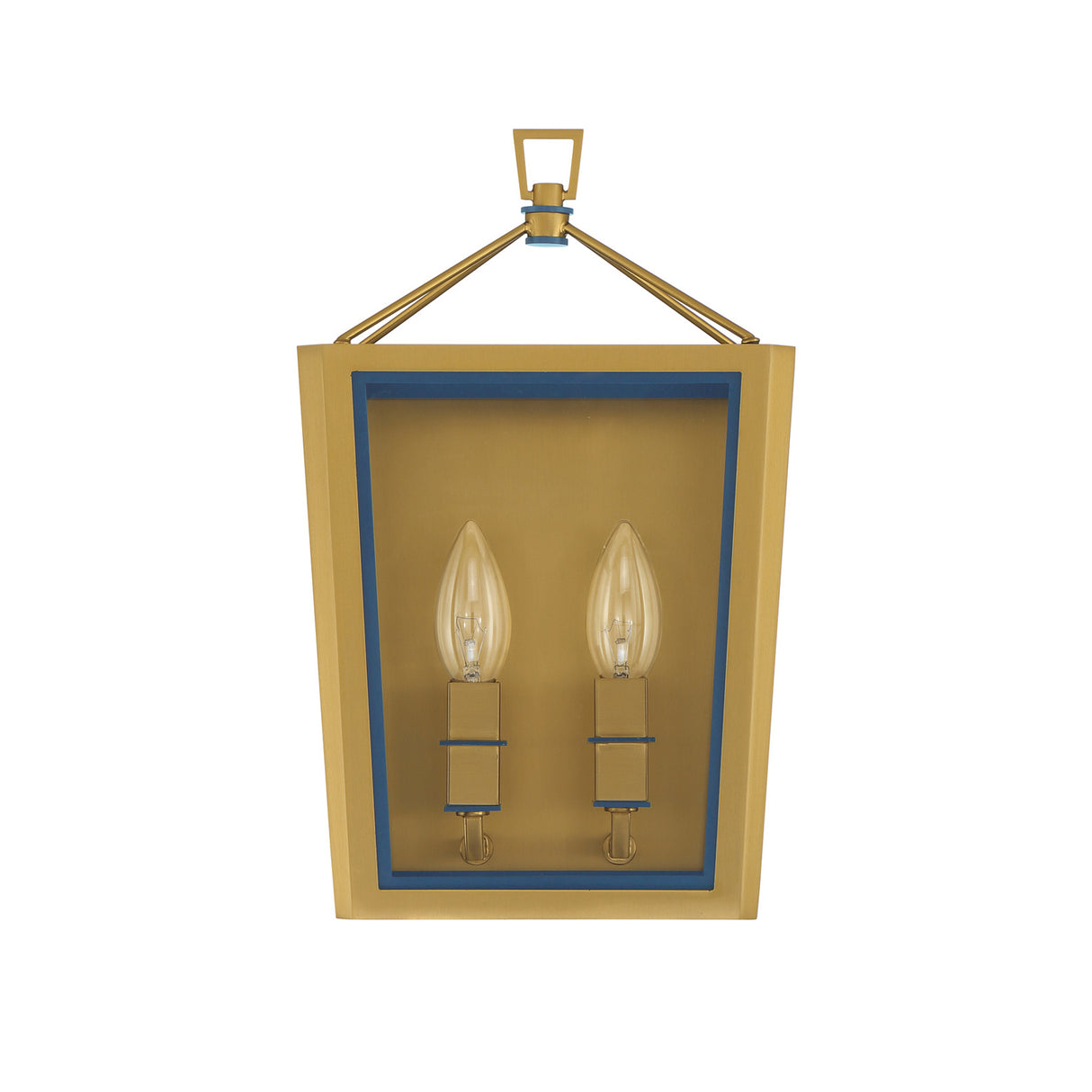 Ramona 2 Light Wall Sconce 13", Brass and Vintage Blue