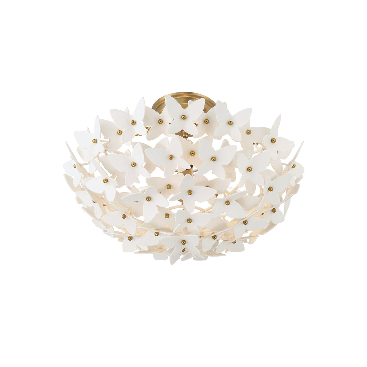 Nabi Semi-Flush 17", Brass and White
