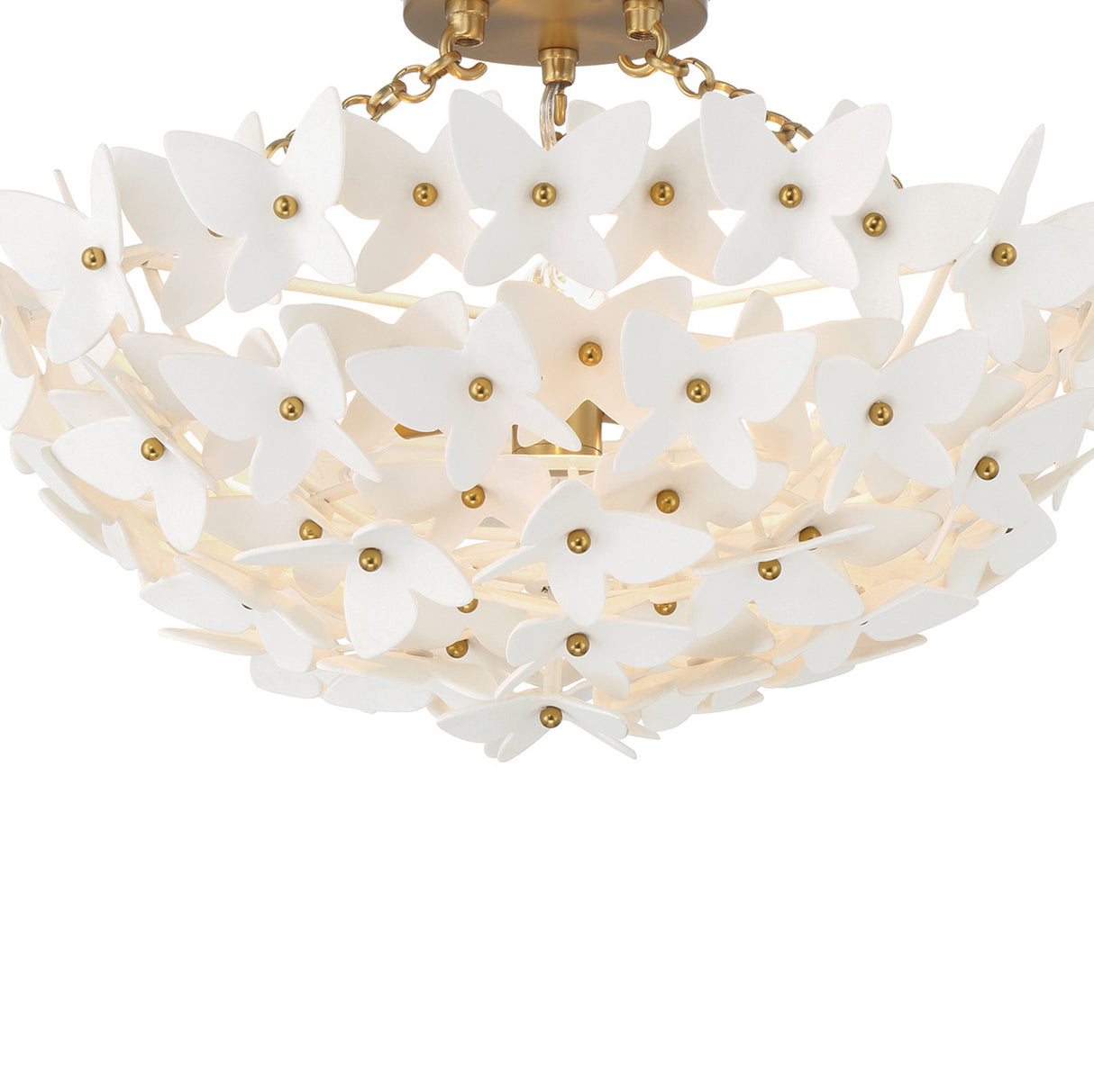Nabi Semi-Flush 17", Brass and White