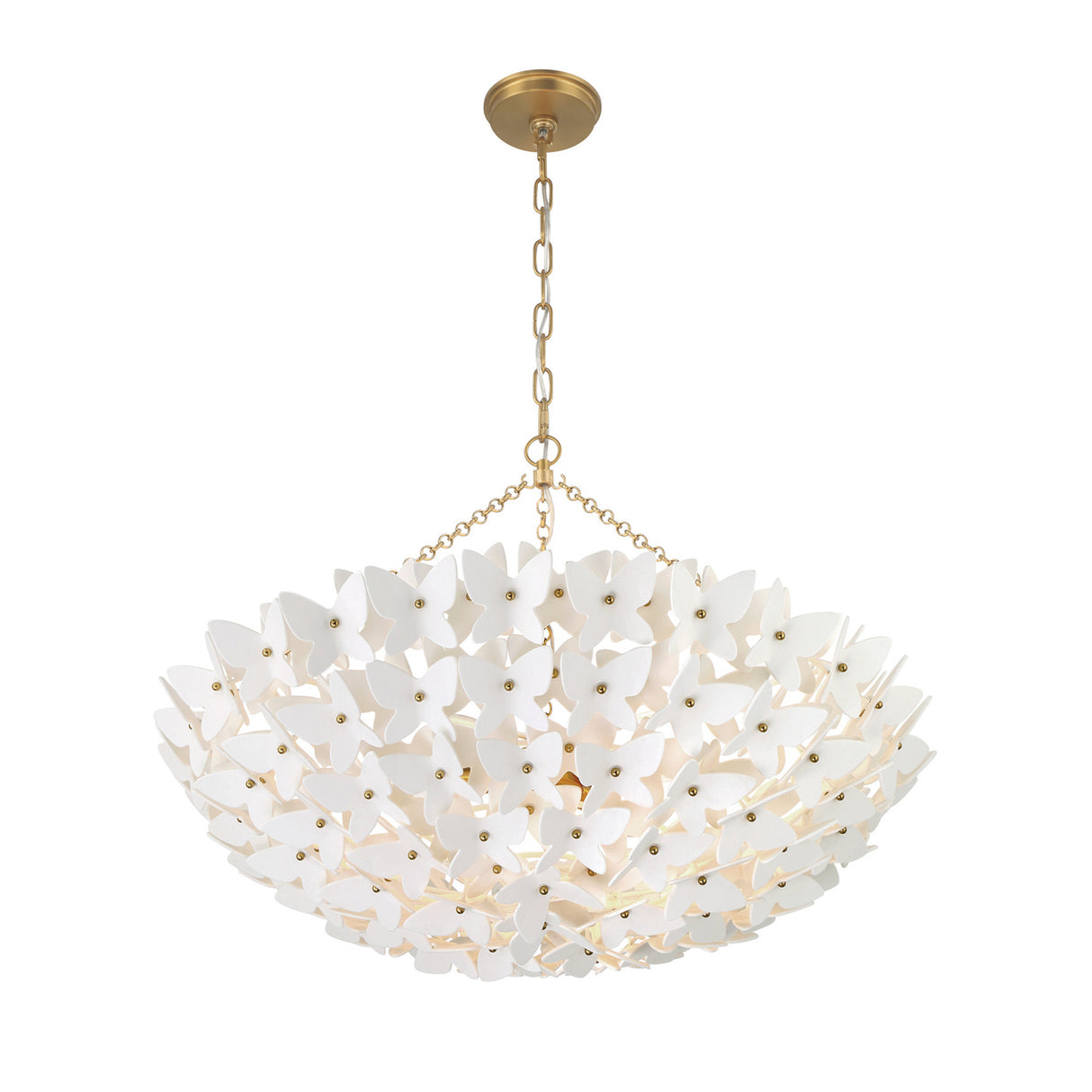Nabi Chandelier 28", Brass and White