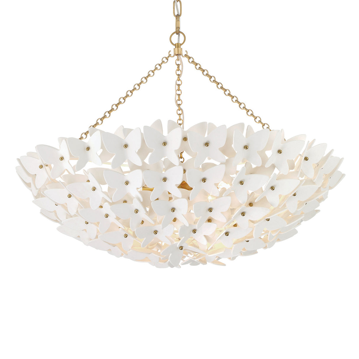 Nabi Chandelier 28", Brass and White