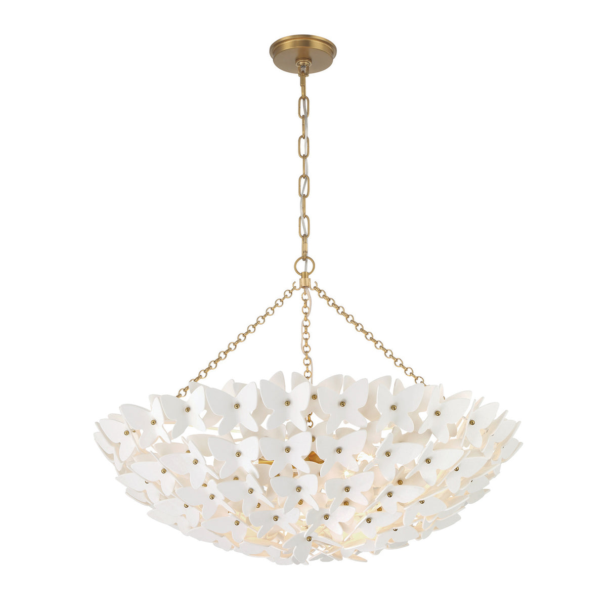 Nabi Chandelier 28", Brass and White