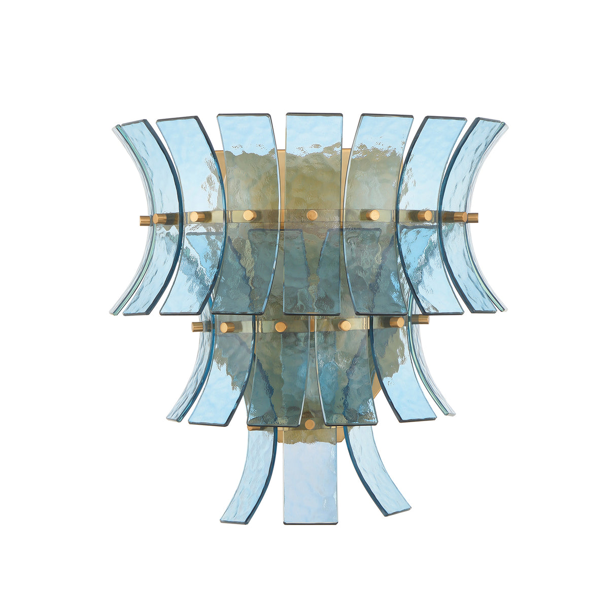 Brielle Wall Sconce 15", Blue Art Glass with Aged Brass