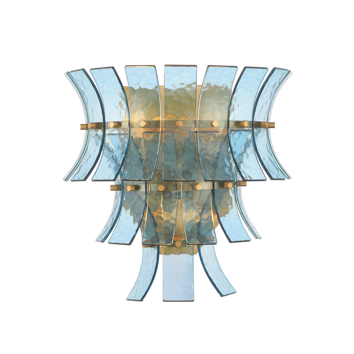 Brielle Wall Sconce 15", Blue Art Glass with Aged Brass
