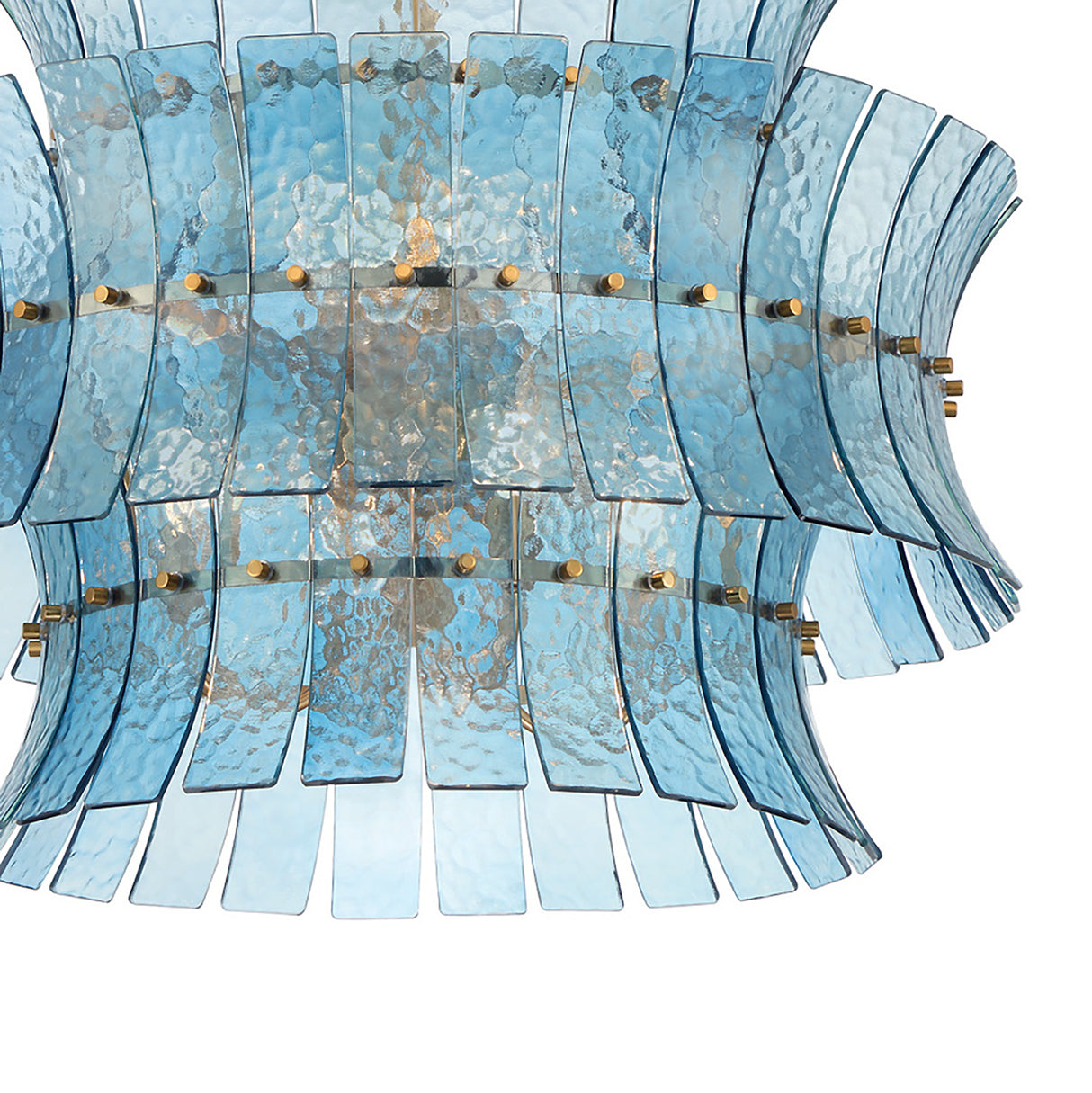 Brielle 8 Light Chandelier 28", Blue Art Glass with Aged Brass