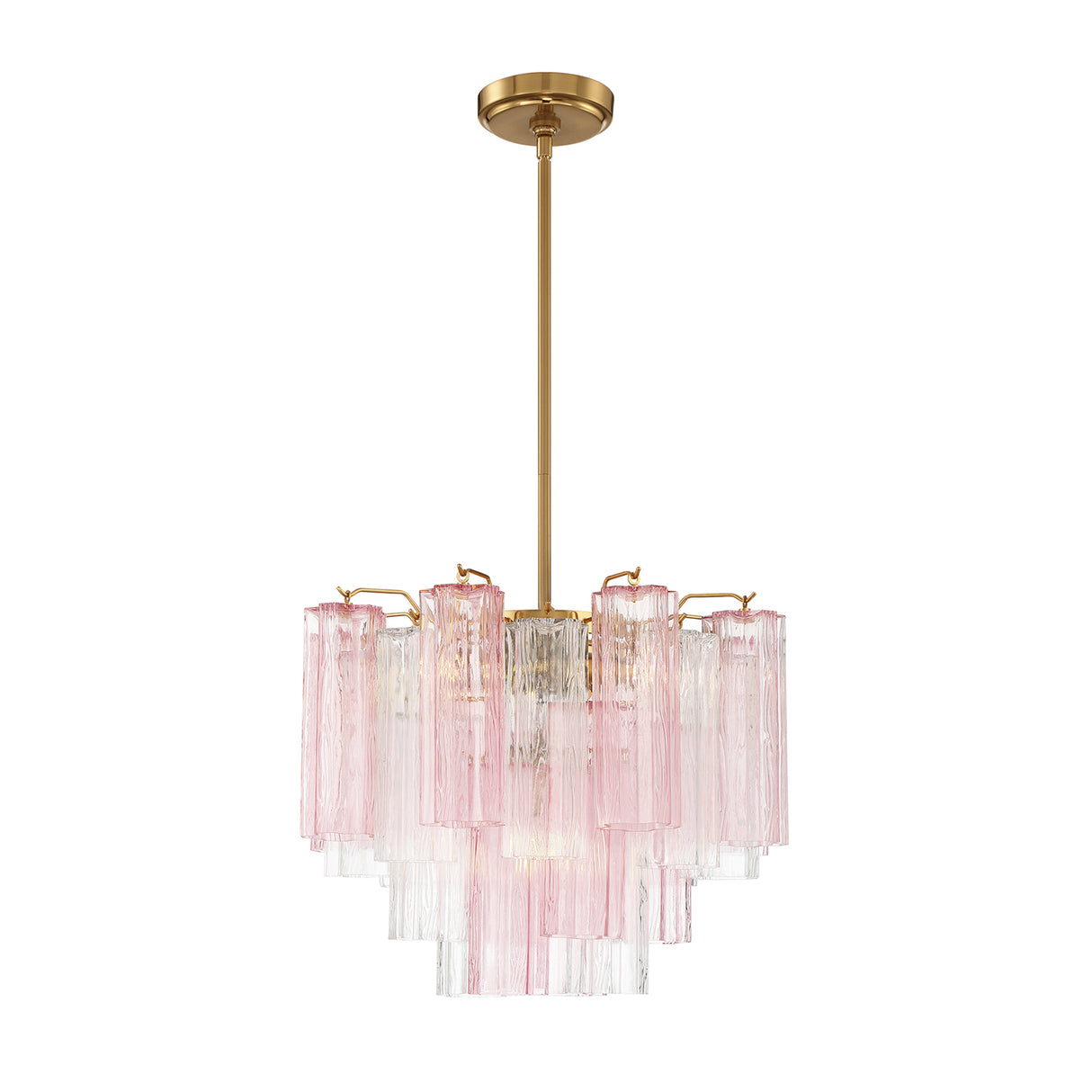 Grace 4 Light Mini Chandelier 18", Brass with Blush Glass