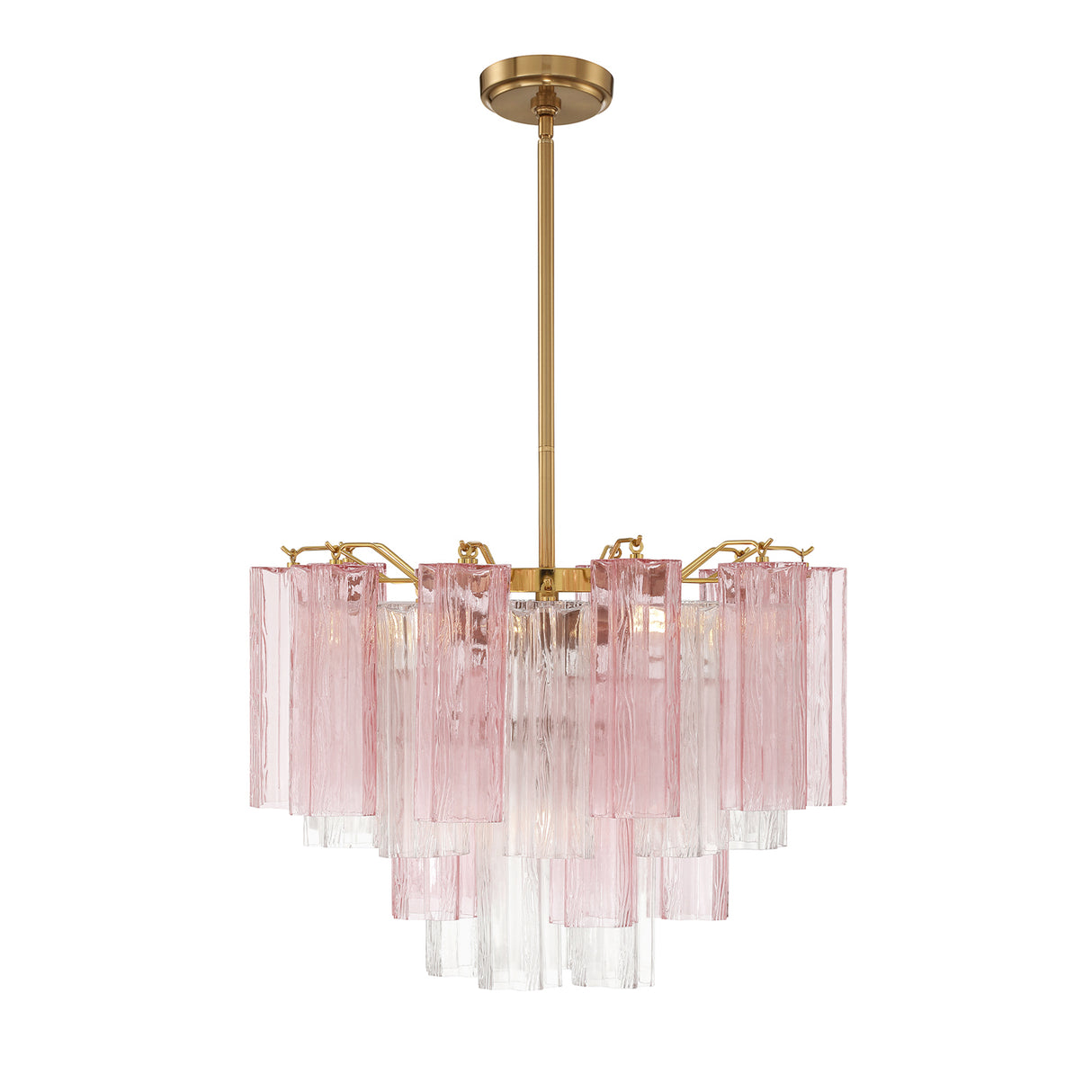 Grace 6 Light Chandelier 20", Brass with Blush Glass