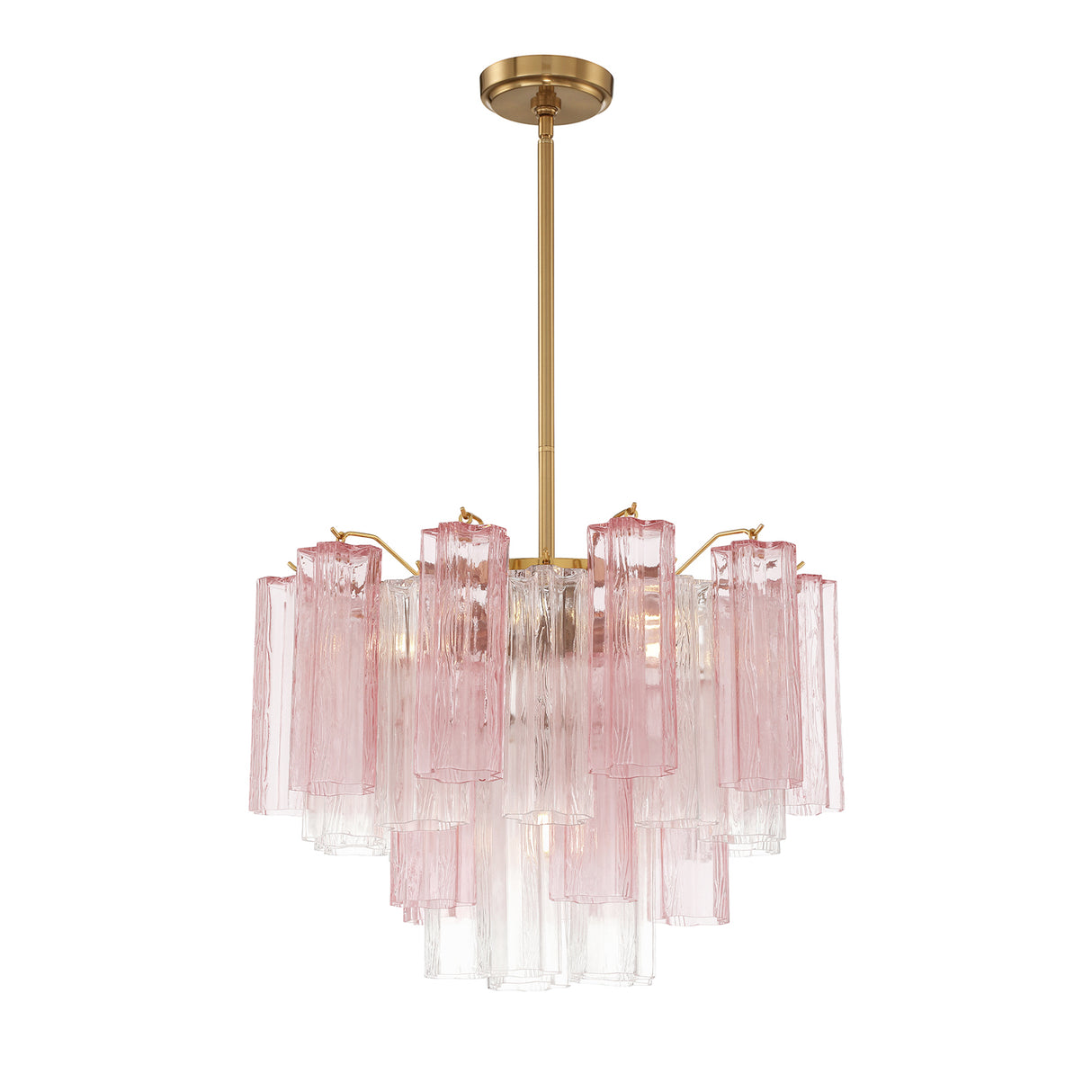 Grace 6 Light Chandelier 20", Brass with Blush Glass
