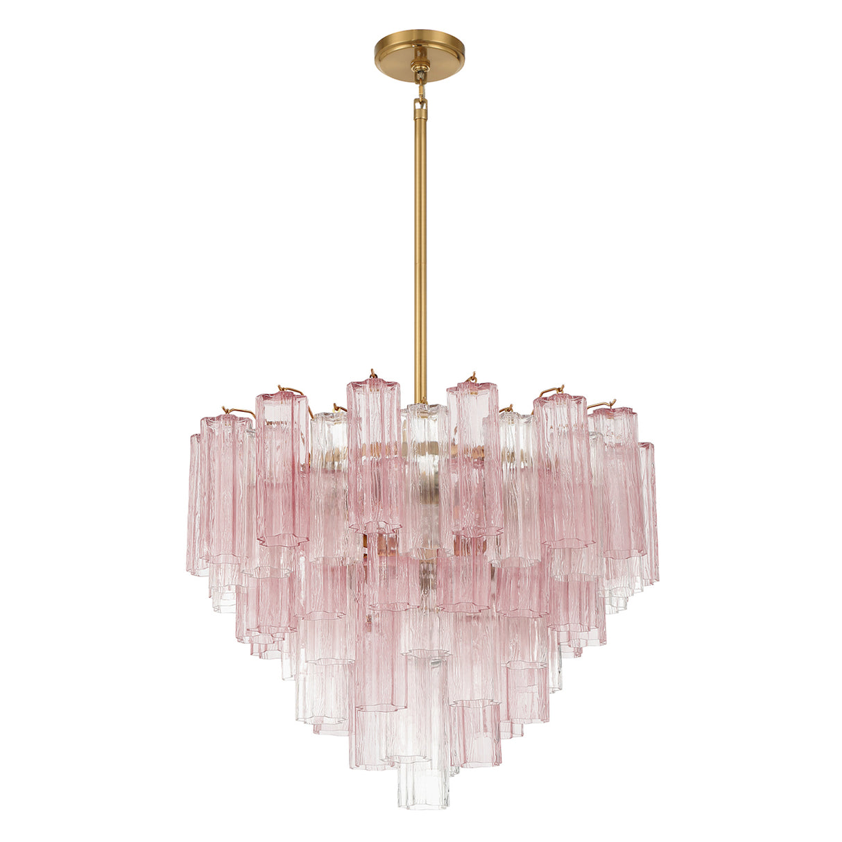 Grace 12 Light Chandelier 27", Brass with Blush Glass