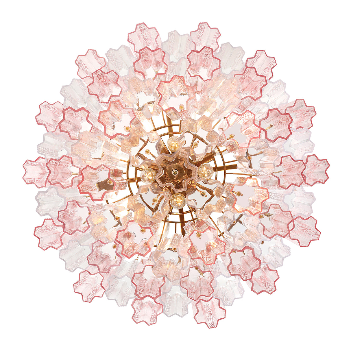 Grace 12 Light Chandelier 27", Brass with Blush Glass