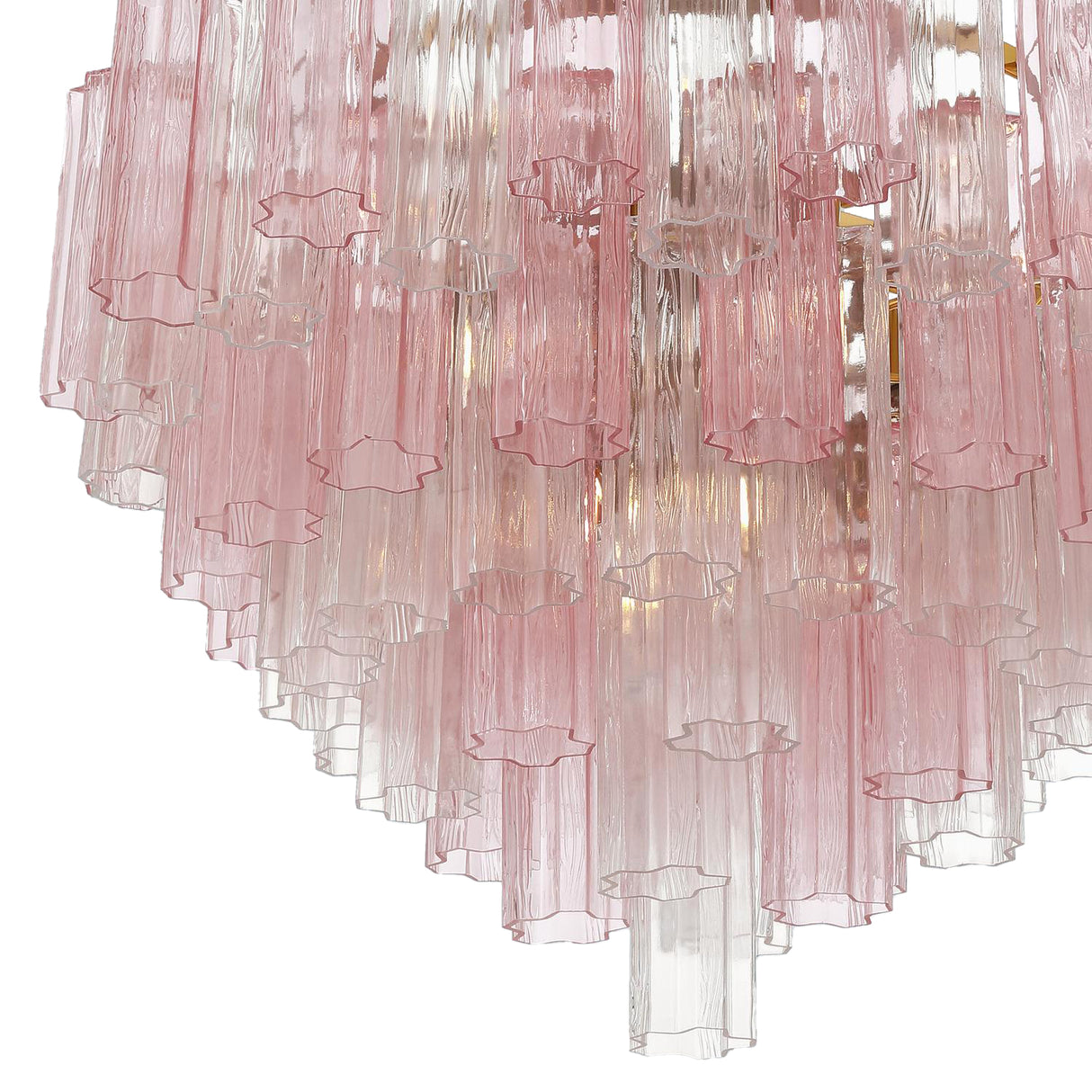 Grace 16 Light Chandelier 32", Brass with Blush Glass