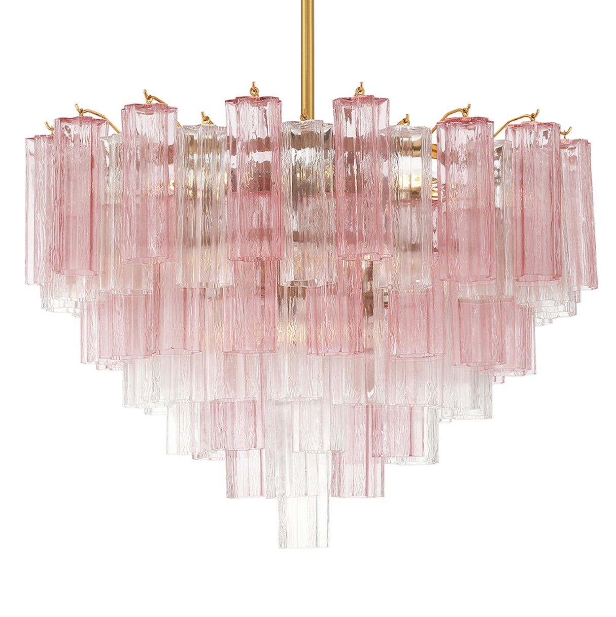 Grace 16 Light Chandelier 32", Brass with Blush Glass