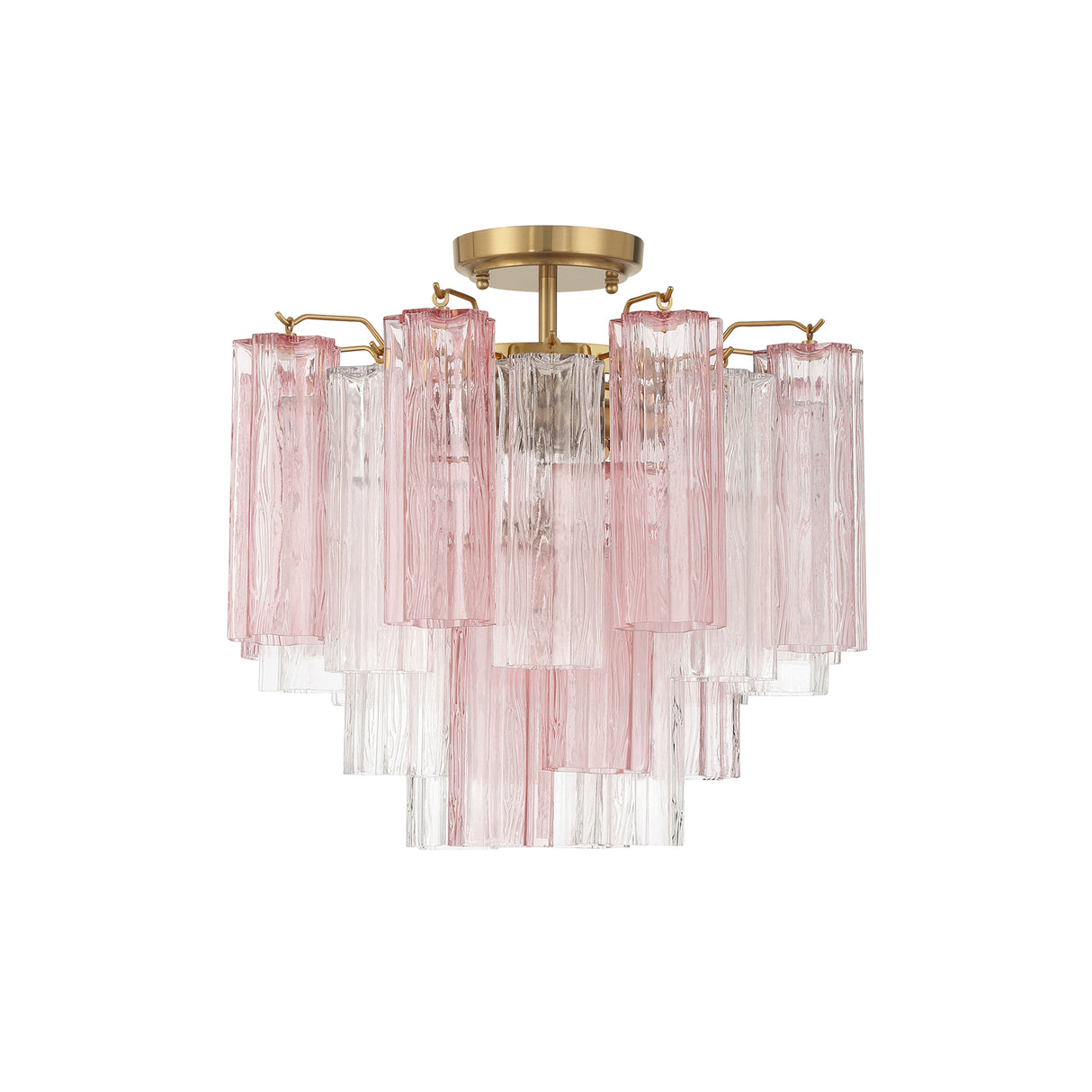 Grace Semi-Flush 18", Brass with Blush Glass