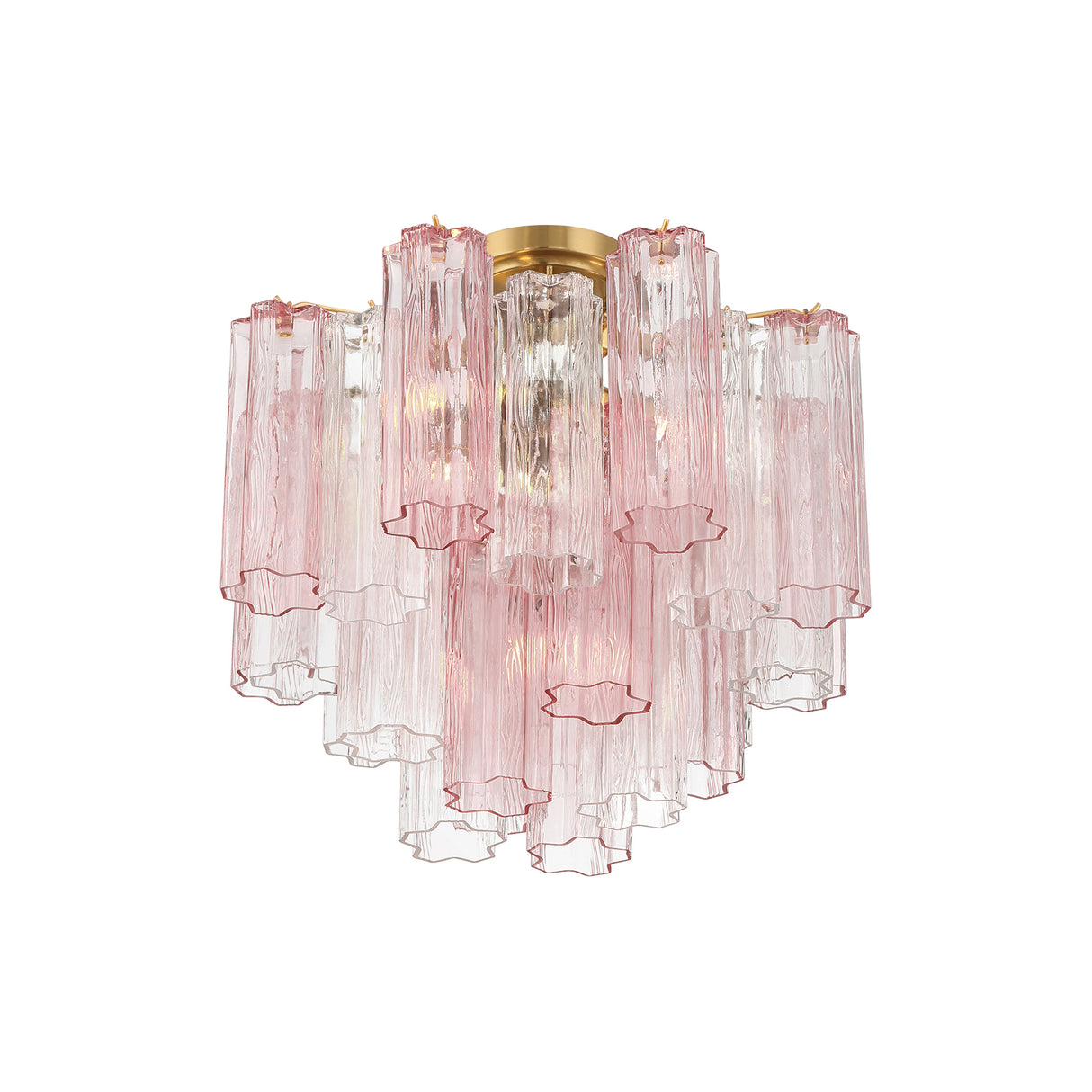 Grace Semi-Flush 18", Brass with Blush Glass