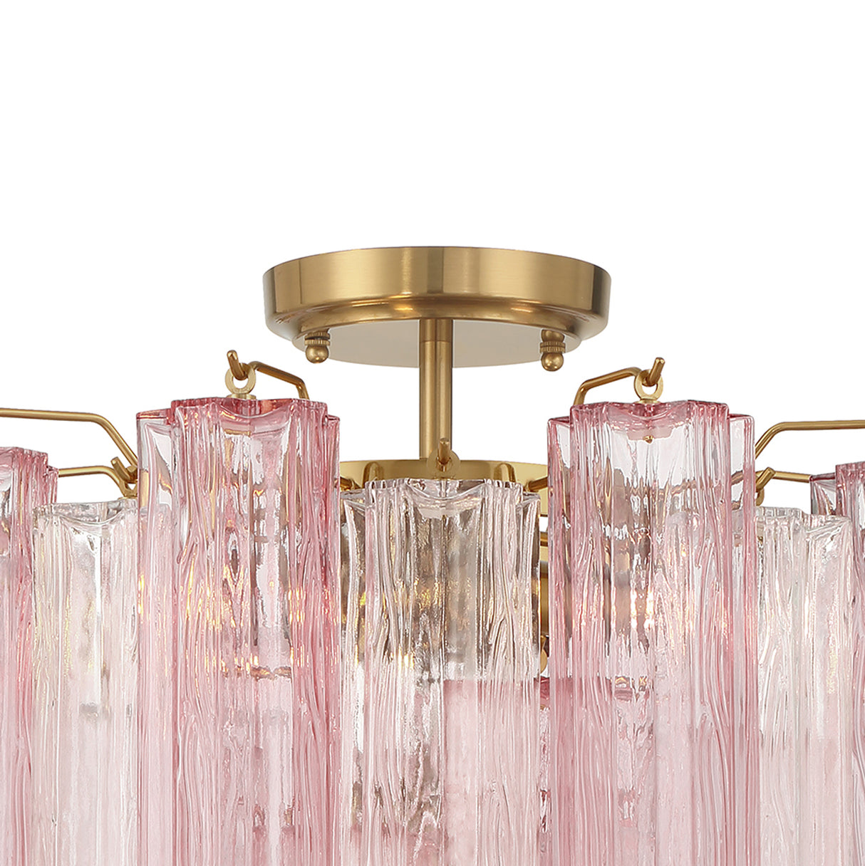 Grace Semi-Flush 18", Brass with Blush Glass
