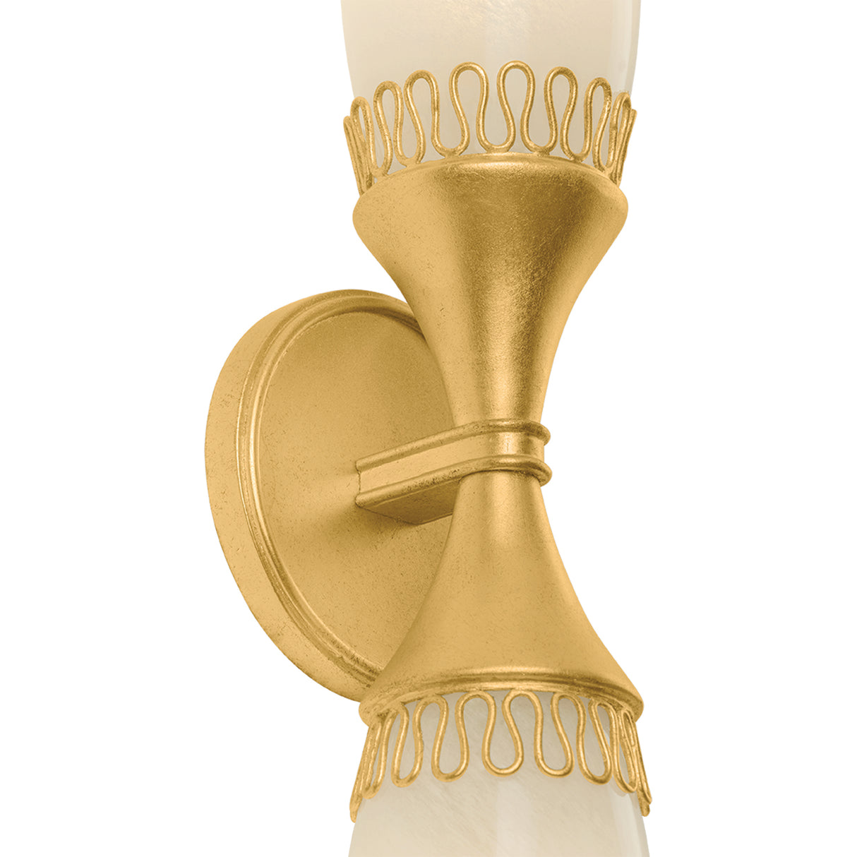 Amarael 2 Light Wall Sconce 24",Gold Leaf and Cloud Glass