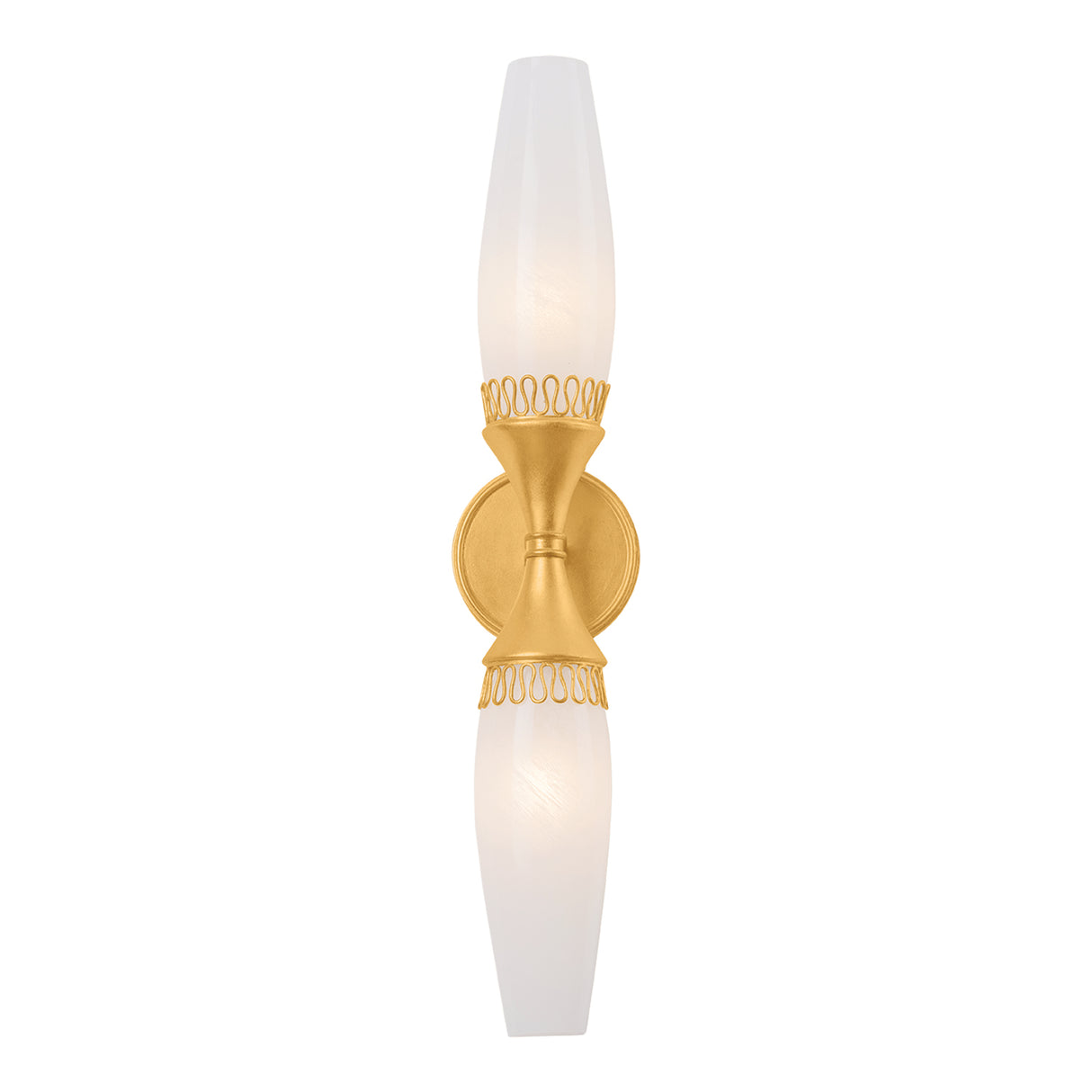 Amarael 2 Light Wall Sconce 24",Gold Leaf and Cloud Glass