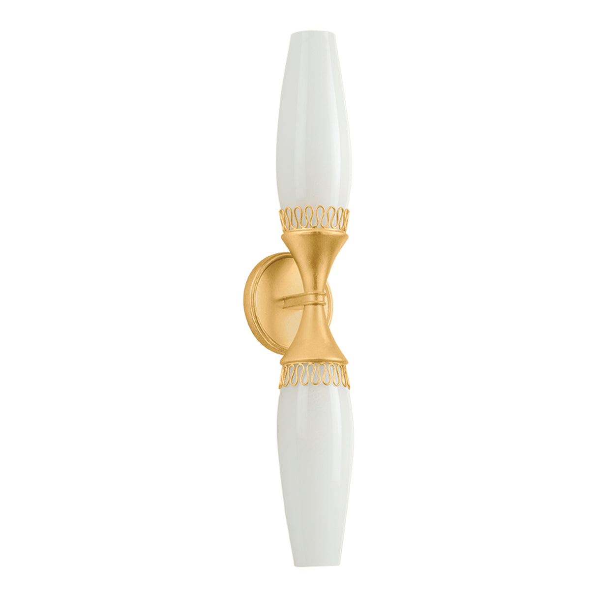 Amarael 2 Light Wall Sconce 24",Gold Leaf and Cloud Glass