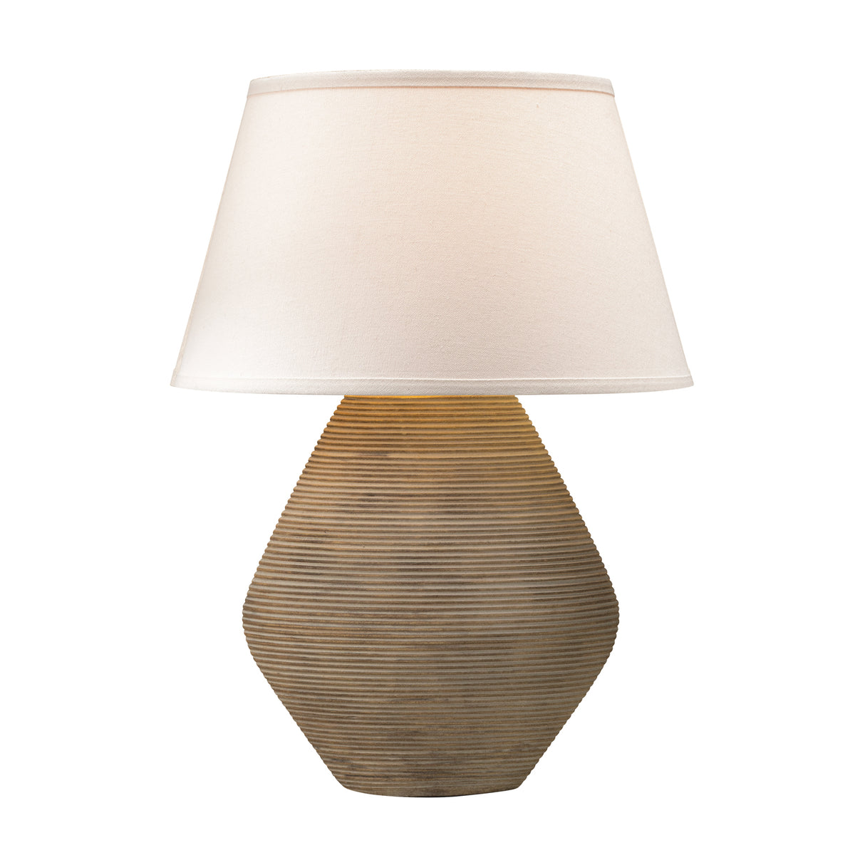 Welles Table Lamp 22", Fluted Brown with White Shade