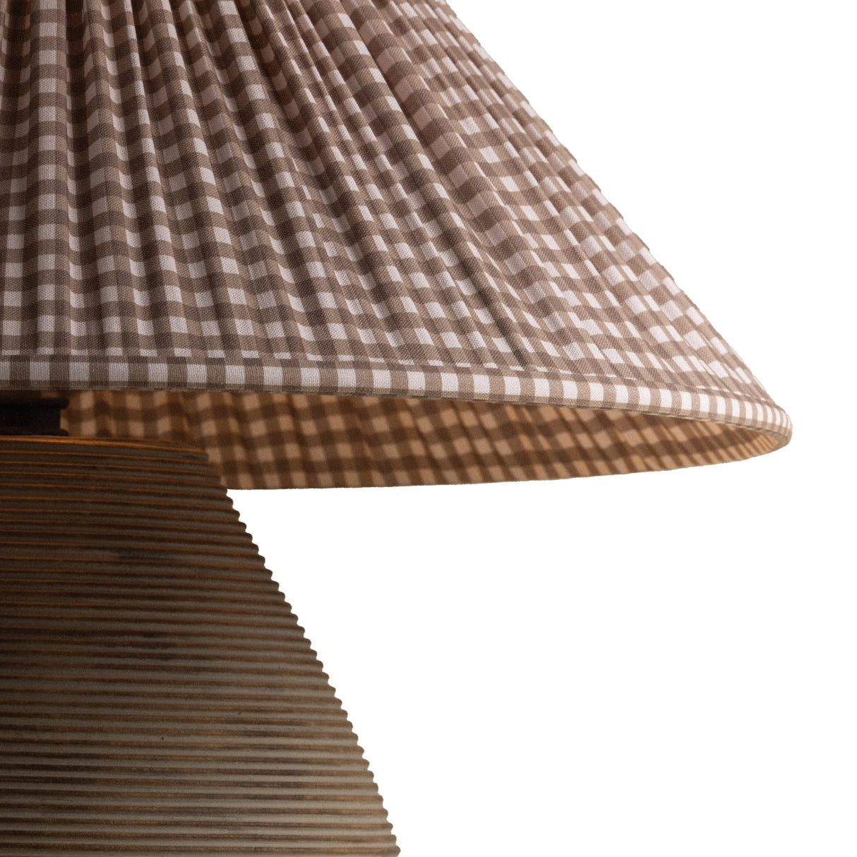 Welles Table Lamp 22", Fluted Brown with Brown Gingham Printed Shade