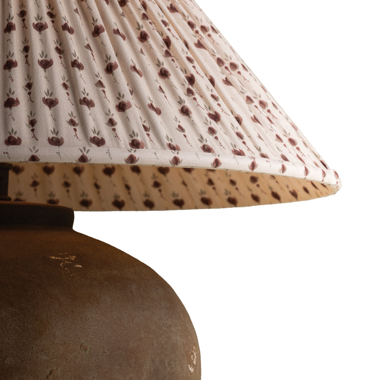Welles Table Lamp 23", Distressed Brown with Red Primrose Printed Shade