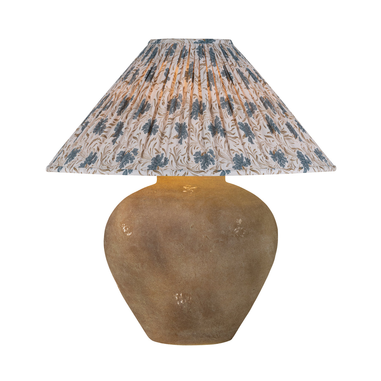 Welles Table Lamp 23", Distressed Brown with Slate Bloom Printed Shade