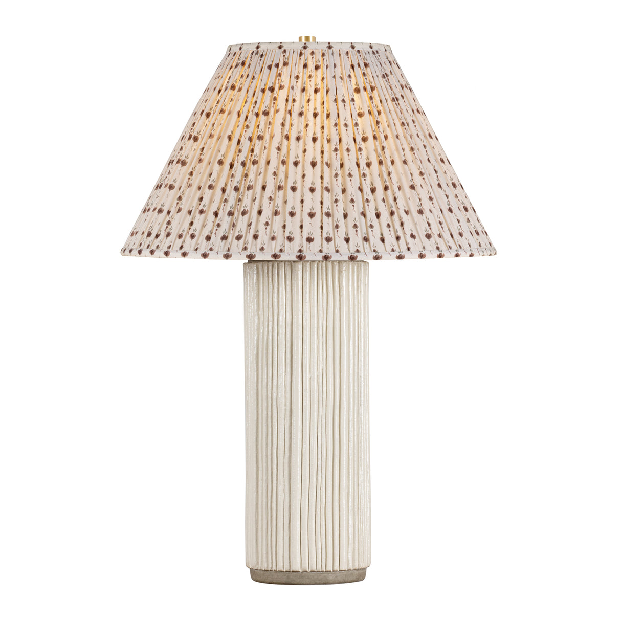 Wendi Table Lamp 31", Fluted Ivory Ceramic with Red Primrose Printed Shade