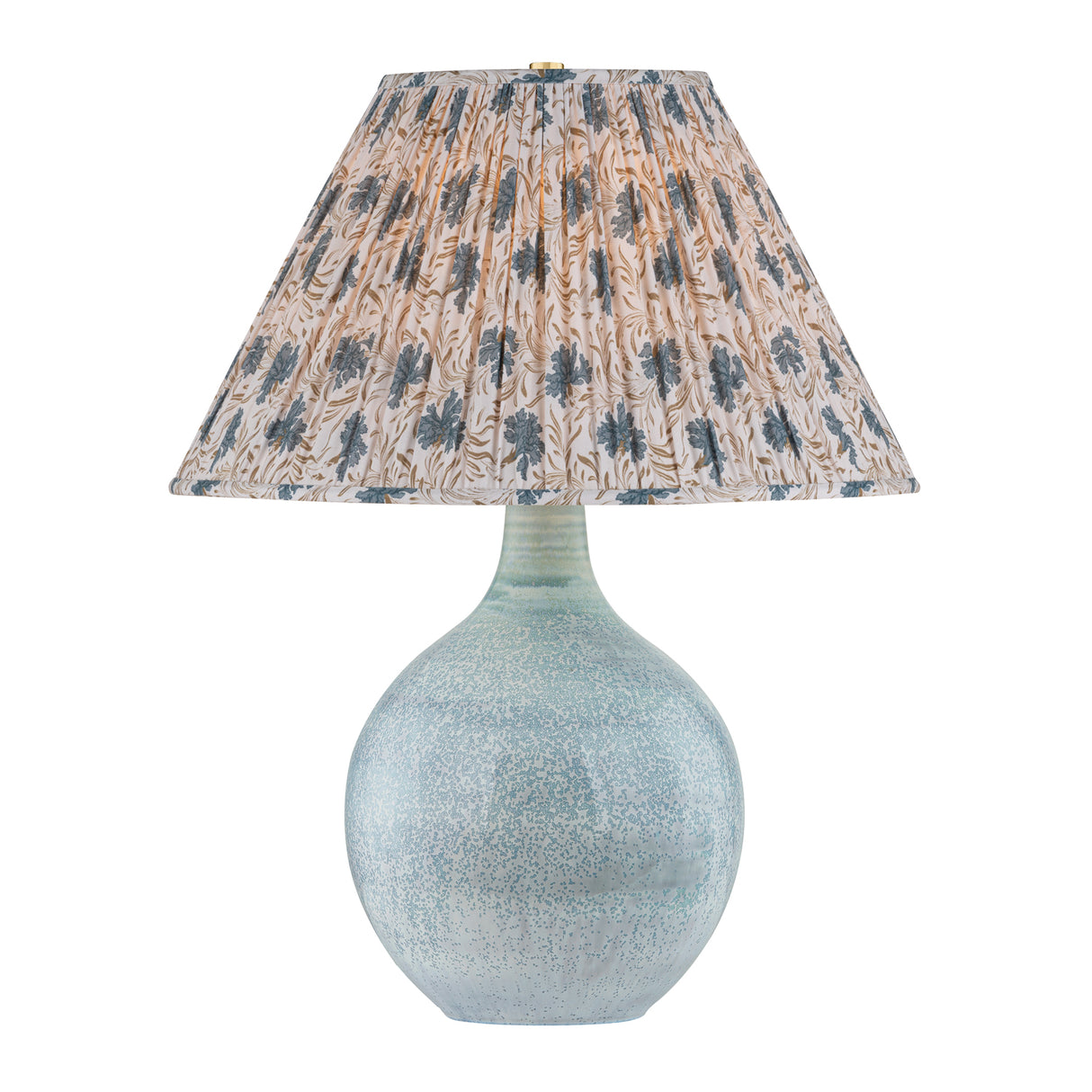 Jessa Table Lamp 27", Light Blue Glaze with Slate Bloom Printed Shade