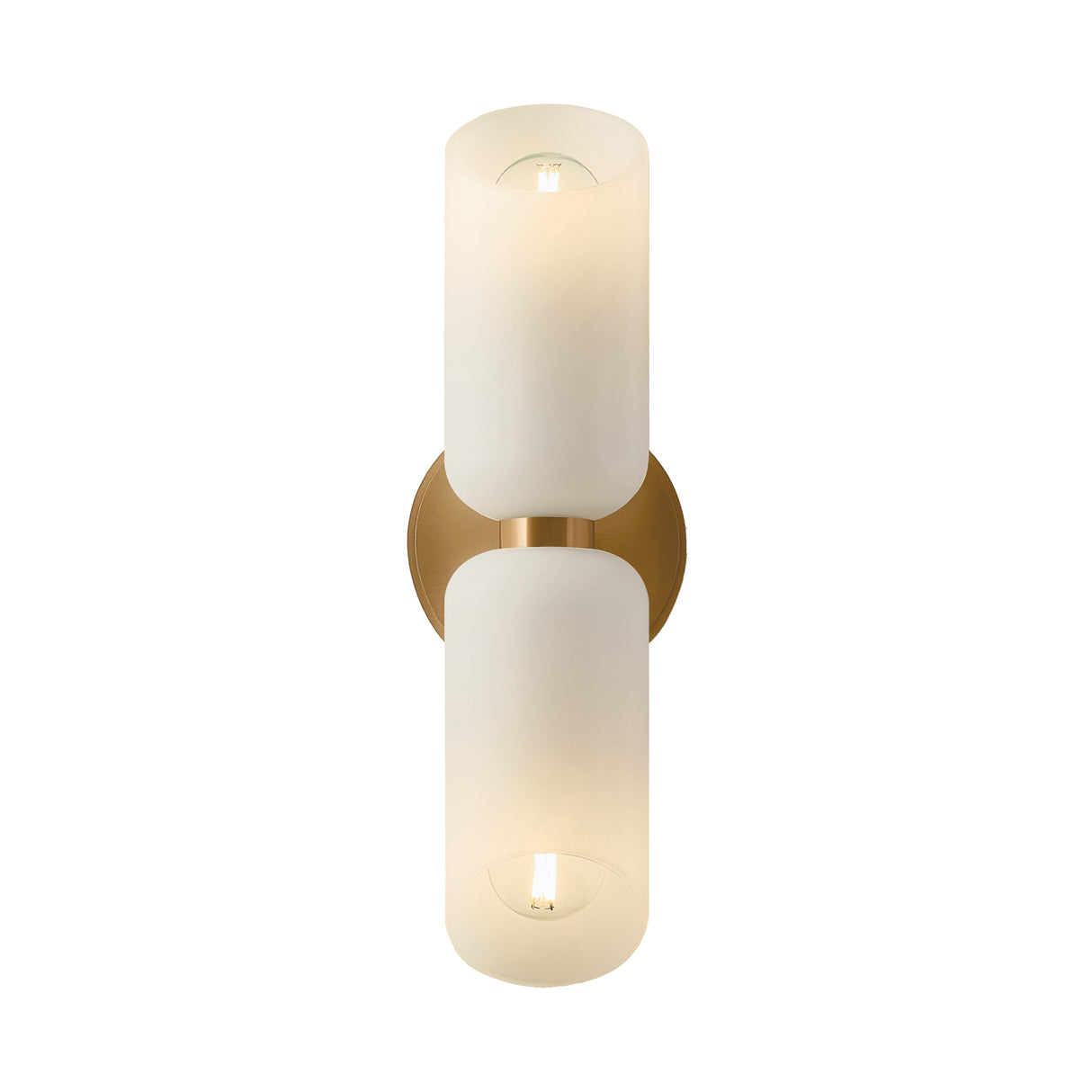 Vivara 2 Light Wall Sconce 15", Patina Brass and Cloud Glass