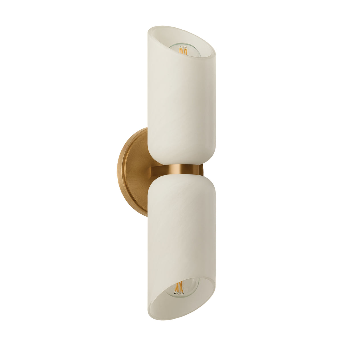 Vivara 2 Light Wall Sconce 15", Patina Brass and Cloud Glass