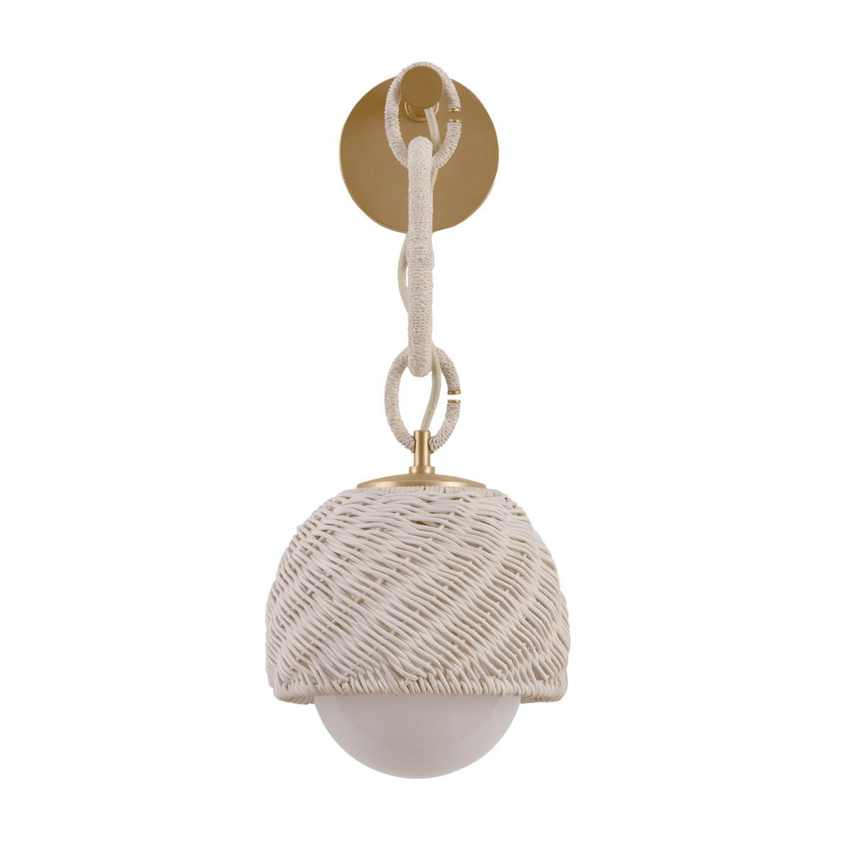 Kairo Wall Sconce 23", Champagne Leaf, Natural Rope and Bleached Rattan