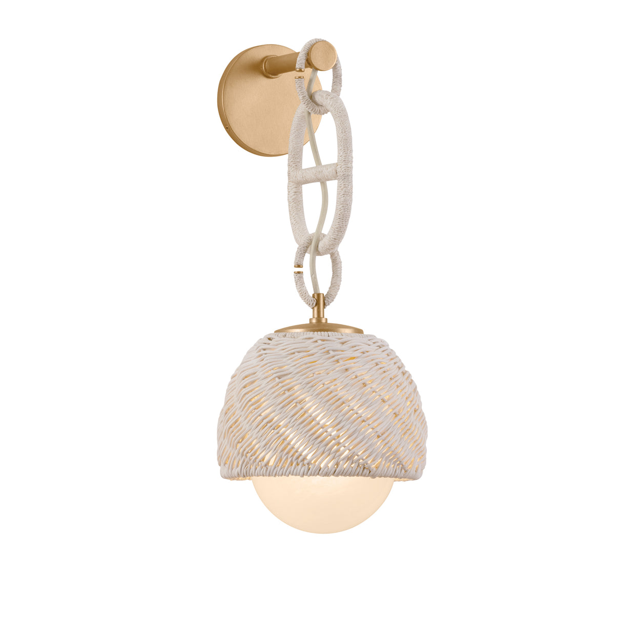 Kairo Wall Sconce 23", Champagne Leaf, Natural Rope and Bleached Rattan