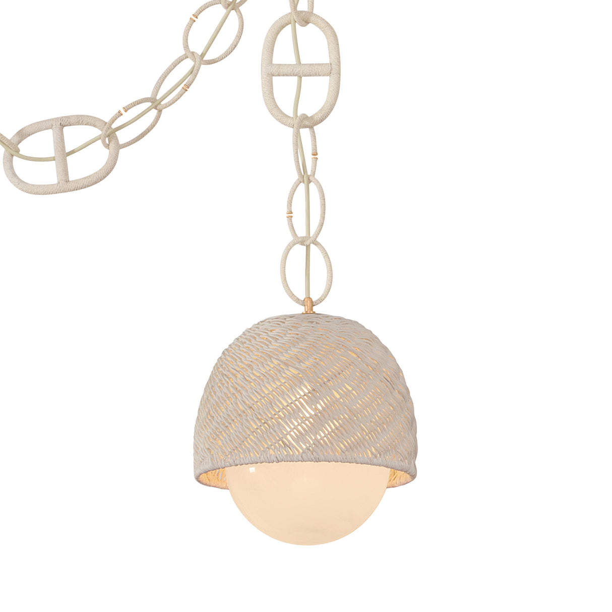 Kairo 2 Light Swag Chandelier, Champagne Leaf, Natural Rope and Bleached Rattan