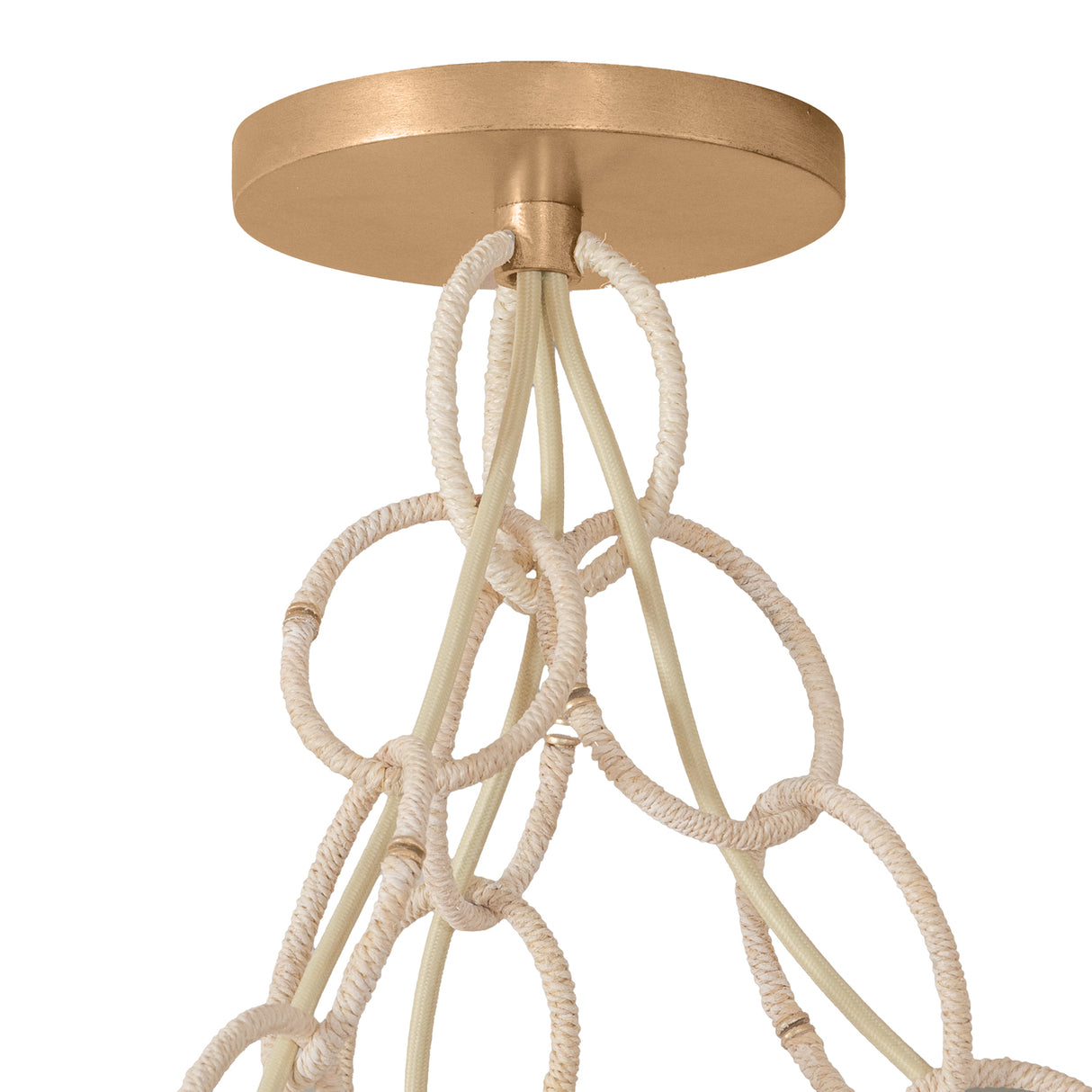 Kairo 3 Light Swag Chandelier, Champagne Leaf, Natural Rope and Bleached Rattan