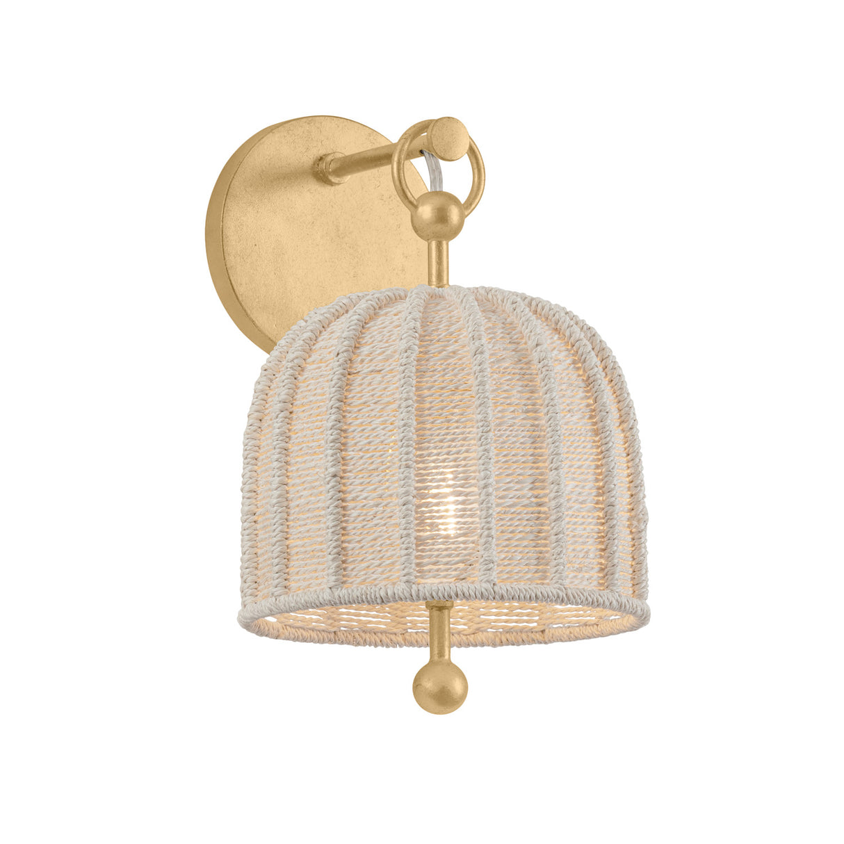 Benito Wall Sconce 12", Gold Leaf and Natural Rope