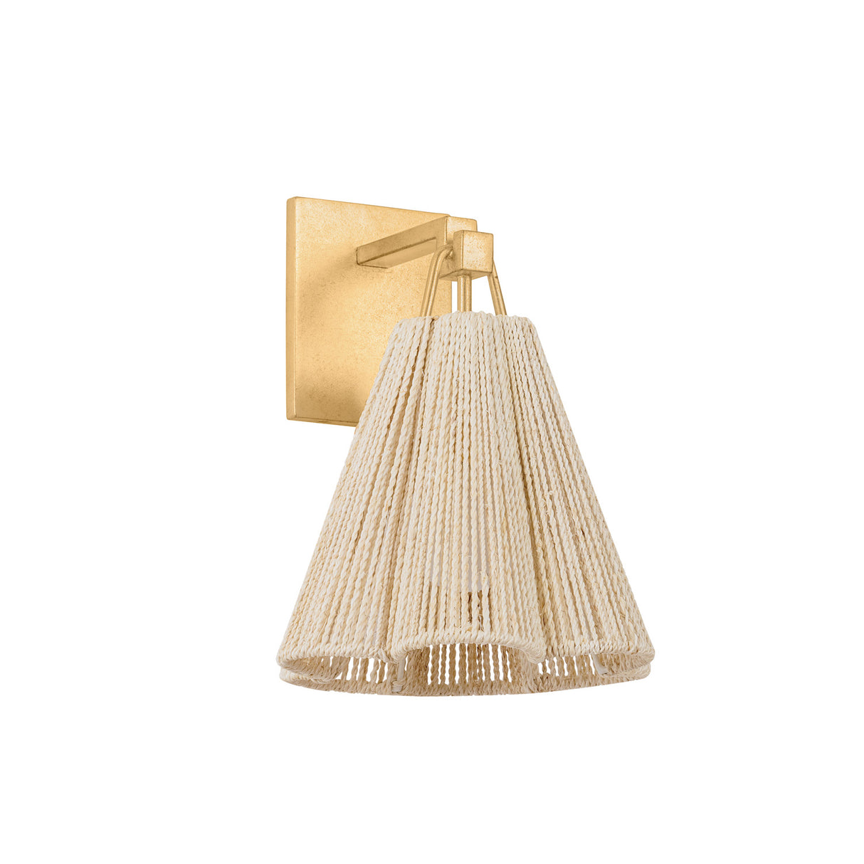 Birdie Wall Sconce 13", Gold Leaf and Natural Rope